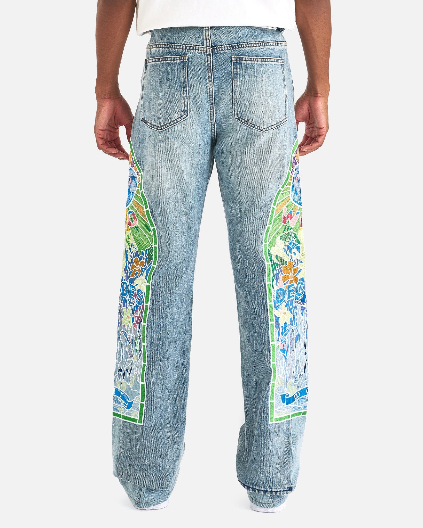 Who Decides War Men's Jeans Cowboy Embroidered Denim in Sky