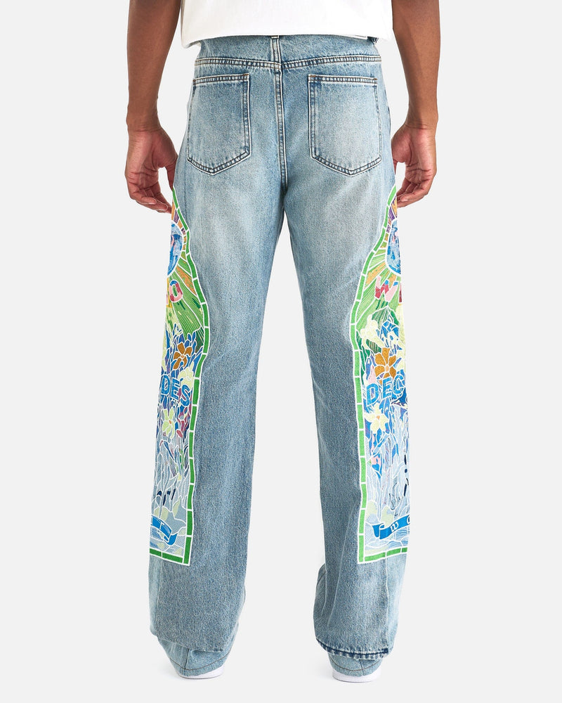 Who Decides War Men's Jeans Cowboy Embroidered Denim in Sky
