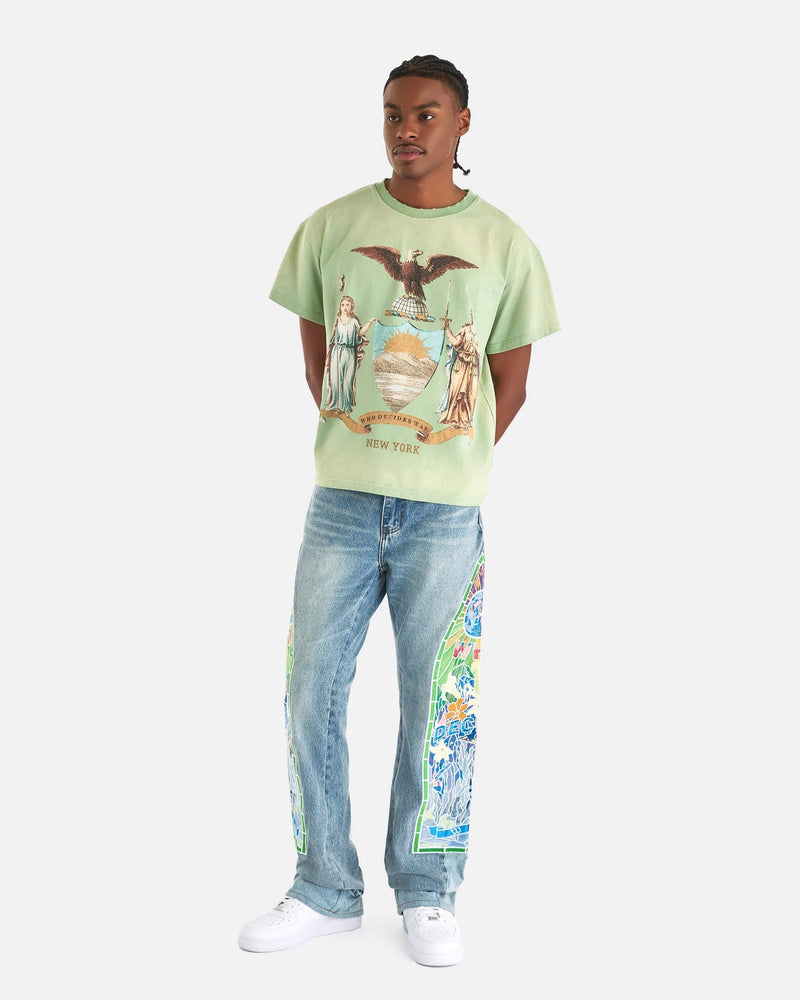 Who Decides War Men's Jeans Cowboy Embroidered Denim in Sky