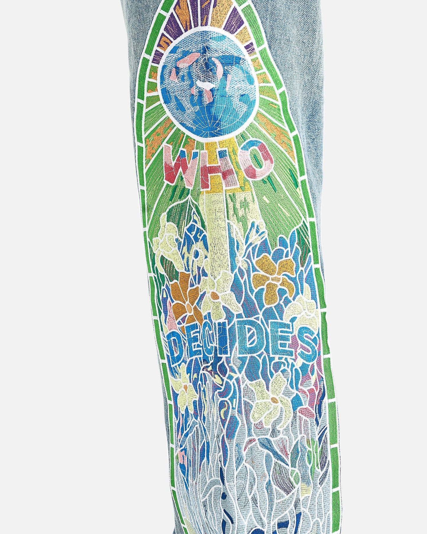 Who Decides War Men's Jeans Cowboy Embroidered Denim in Sky