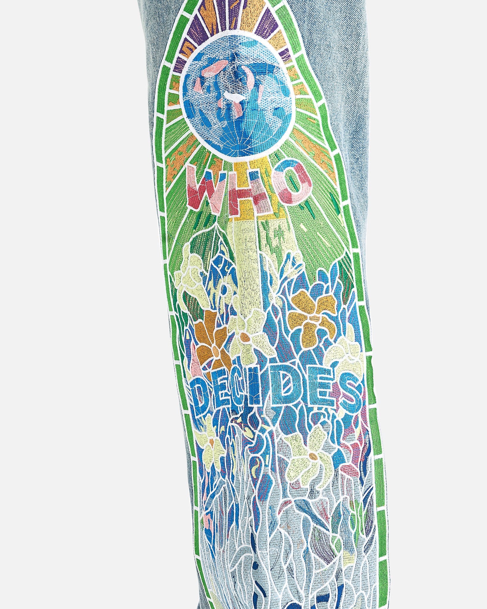 Who Decides War Men's Jeans Cowboy Embroidered Denim in Sky