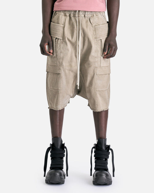 Rick Owens DRKSHDW Men's Shorts Creatch Cargo Pods Denim Shorts in Pearl
