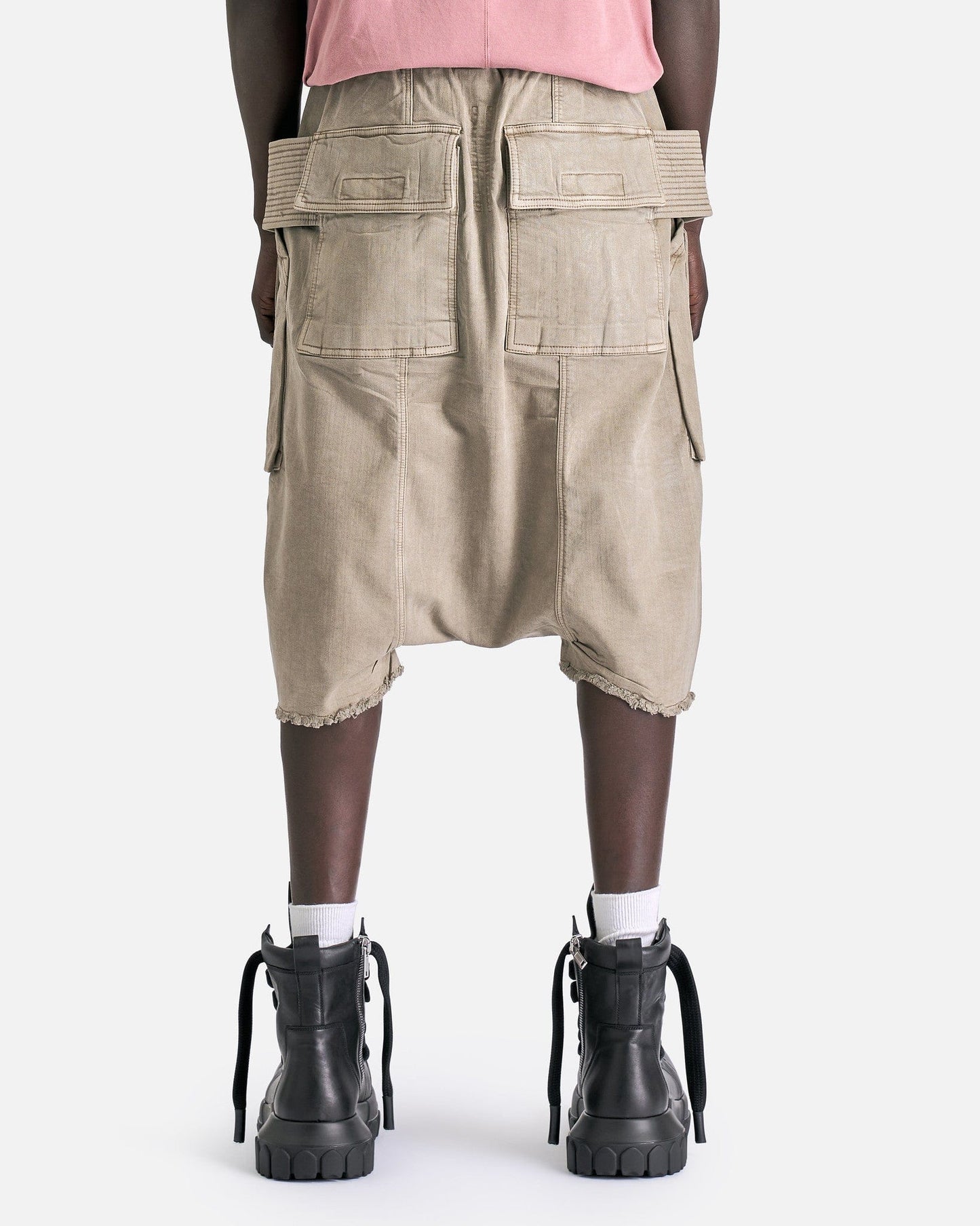 Rick Owens DRKSHDW Men's Shorts Creatch Cargo Pods Denim Shorts in Pearl