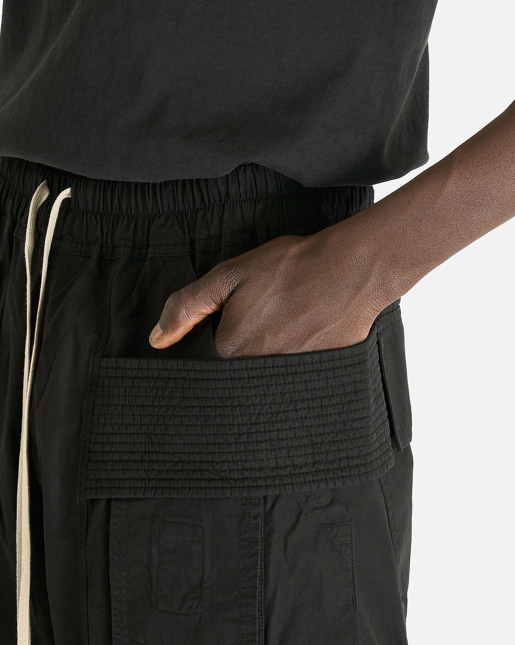 Rick Owens DRKSHDW Men's Pants Creatch Wide Cargo Drawstring in Black