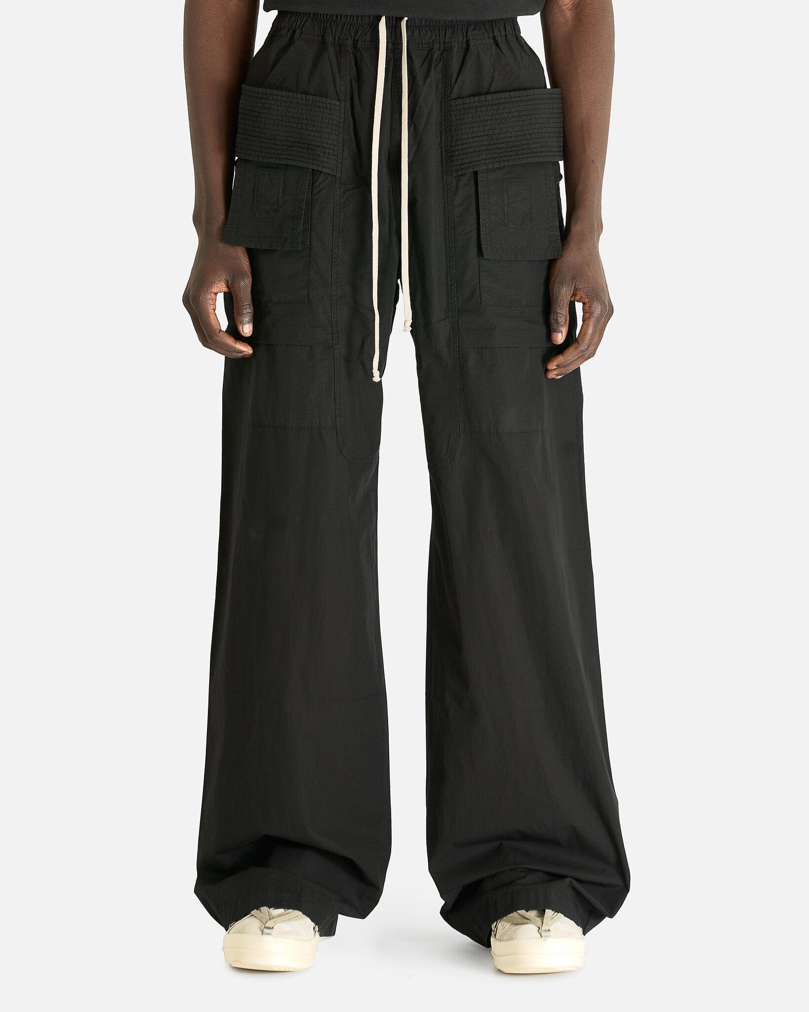Rick Owens DRKSHDW Men's Pants Creatch Wide Cargo Drawstring in Black