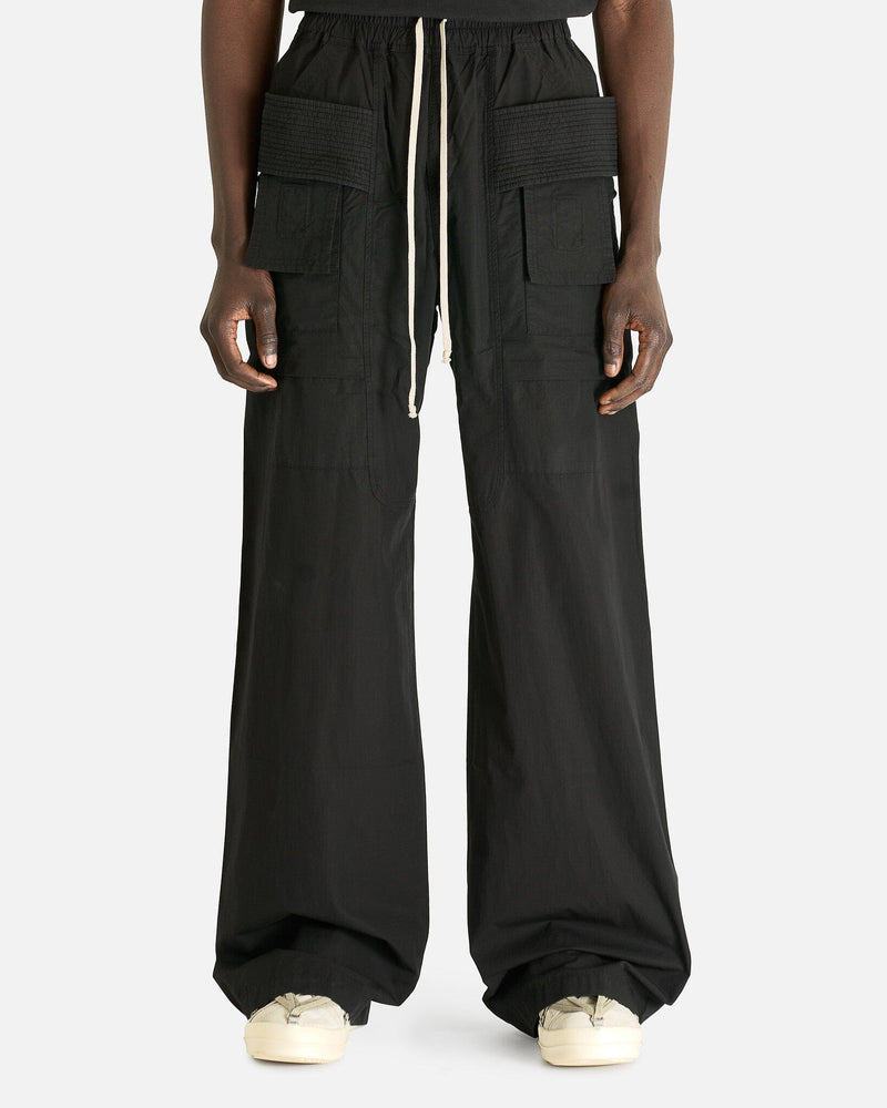 Rick Owens DRKSHDW Men's Pants Creatch Wide Cargo Drawstring in Black