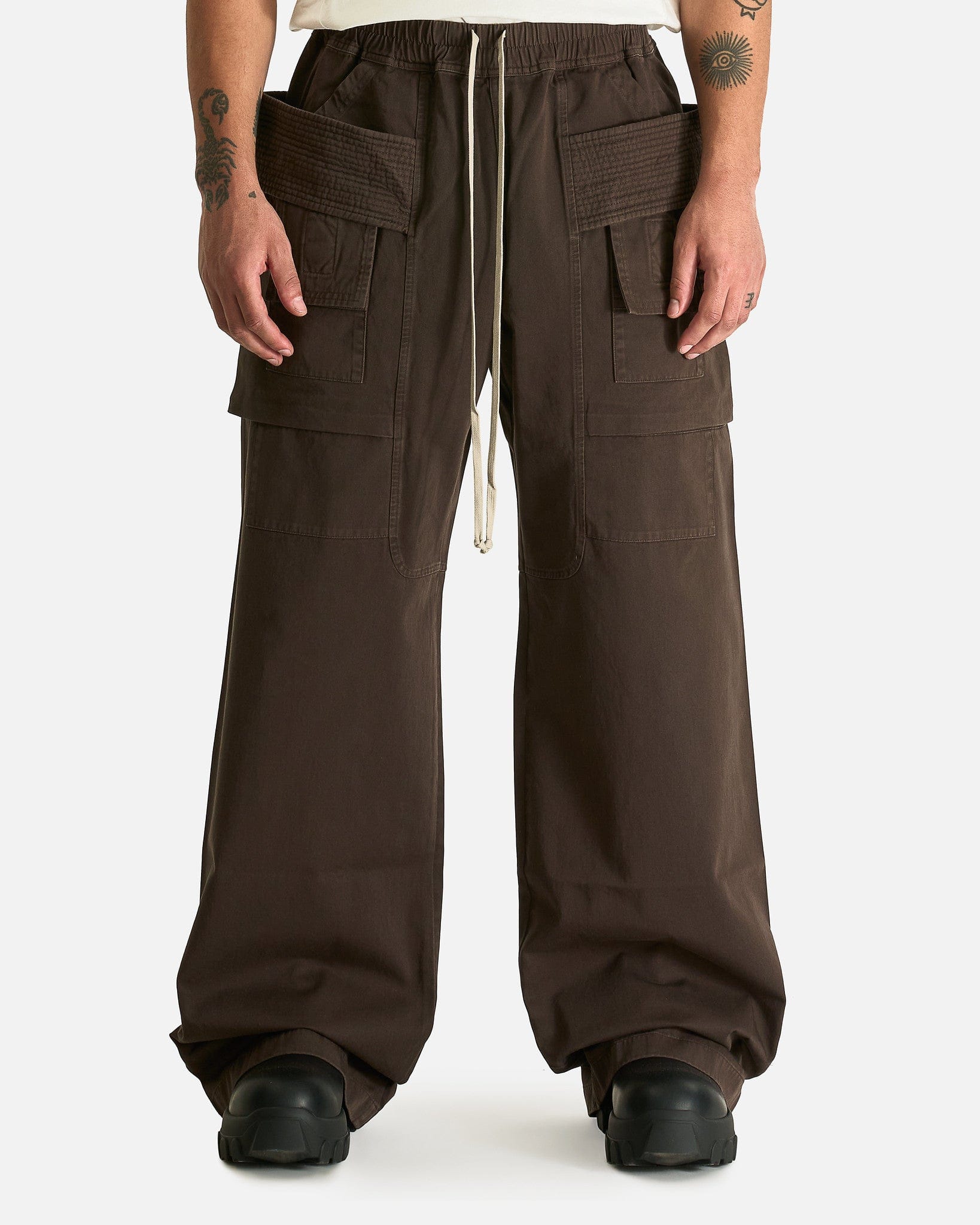 Rick Owens DRKSHDW Men's Jeans Creatch Wide Cargo Drawstring in Dark Dust