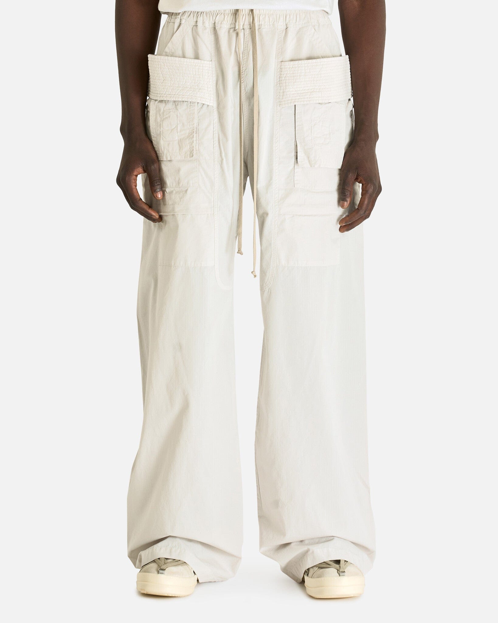 Rick Owens DRKSHDW Men's Pants Creatch Wide Cargo Drawstring in Milk Wash