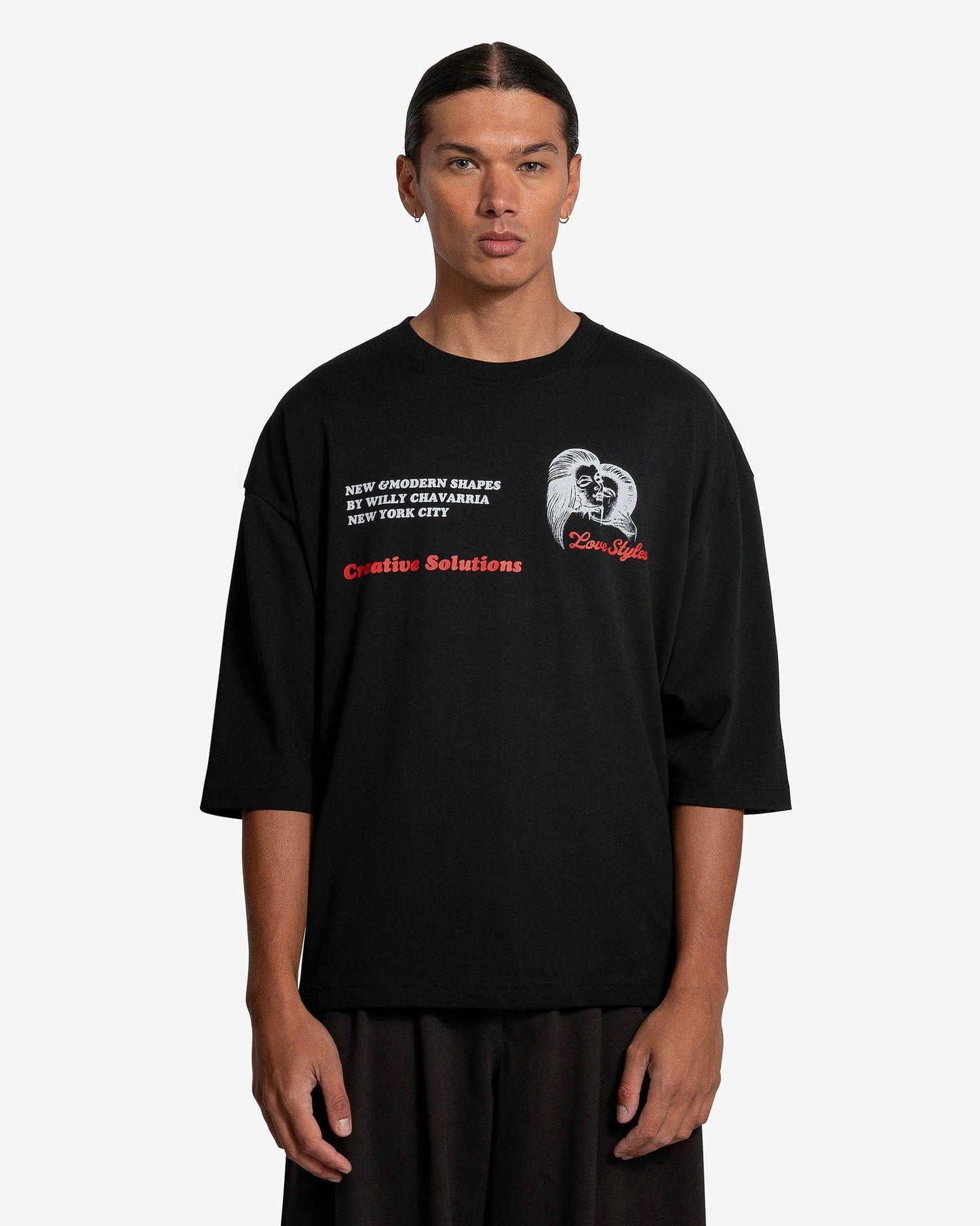 Willy Chavarria Men's T-Shirts Creative Solutions T-Shirt in Solid Black