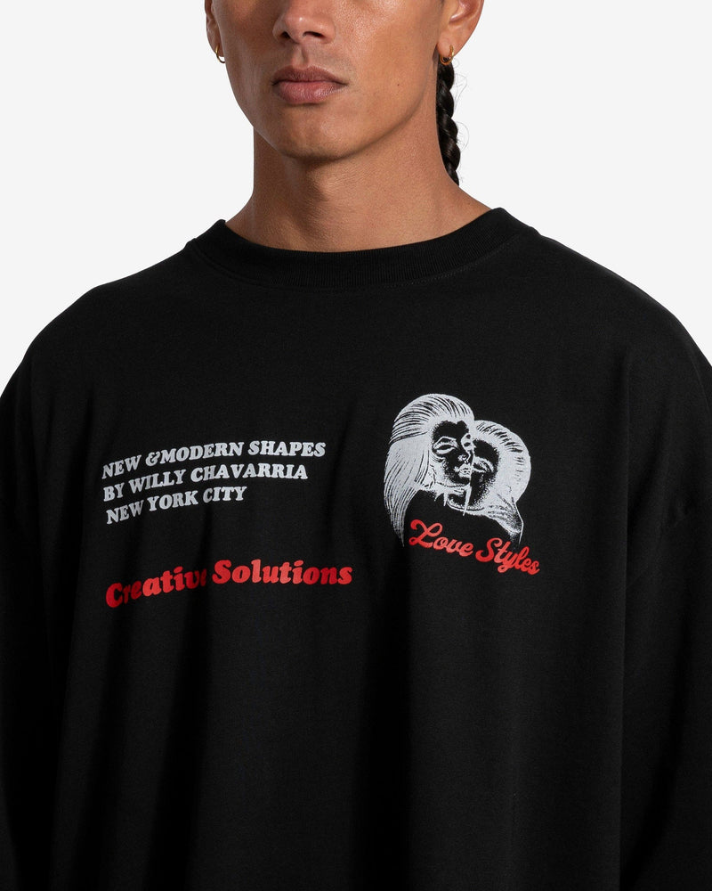 Willy Chavarria Men's T-Shirts Creative Solutions T-Shirt in Solid Black