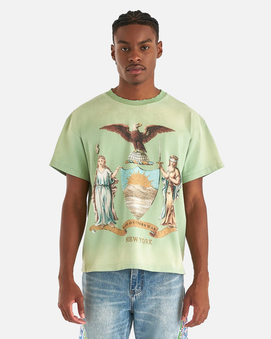 Who Decides War Men's T-Shirts Crest Short Sleeve in Sage