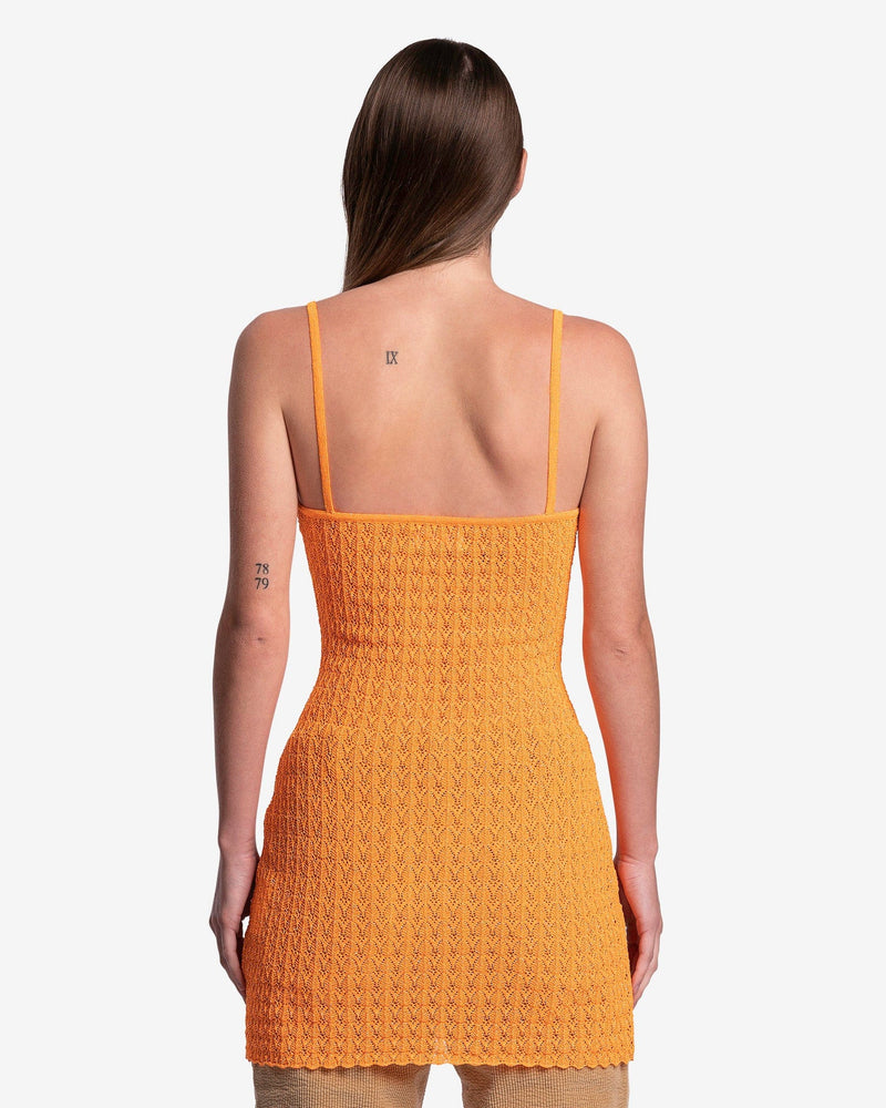 ERL Women Dresses Crochet Knit Slip Dress in Orange
