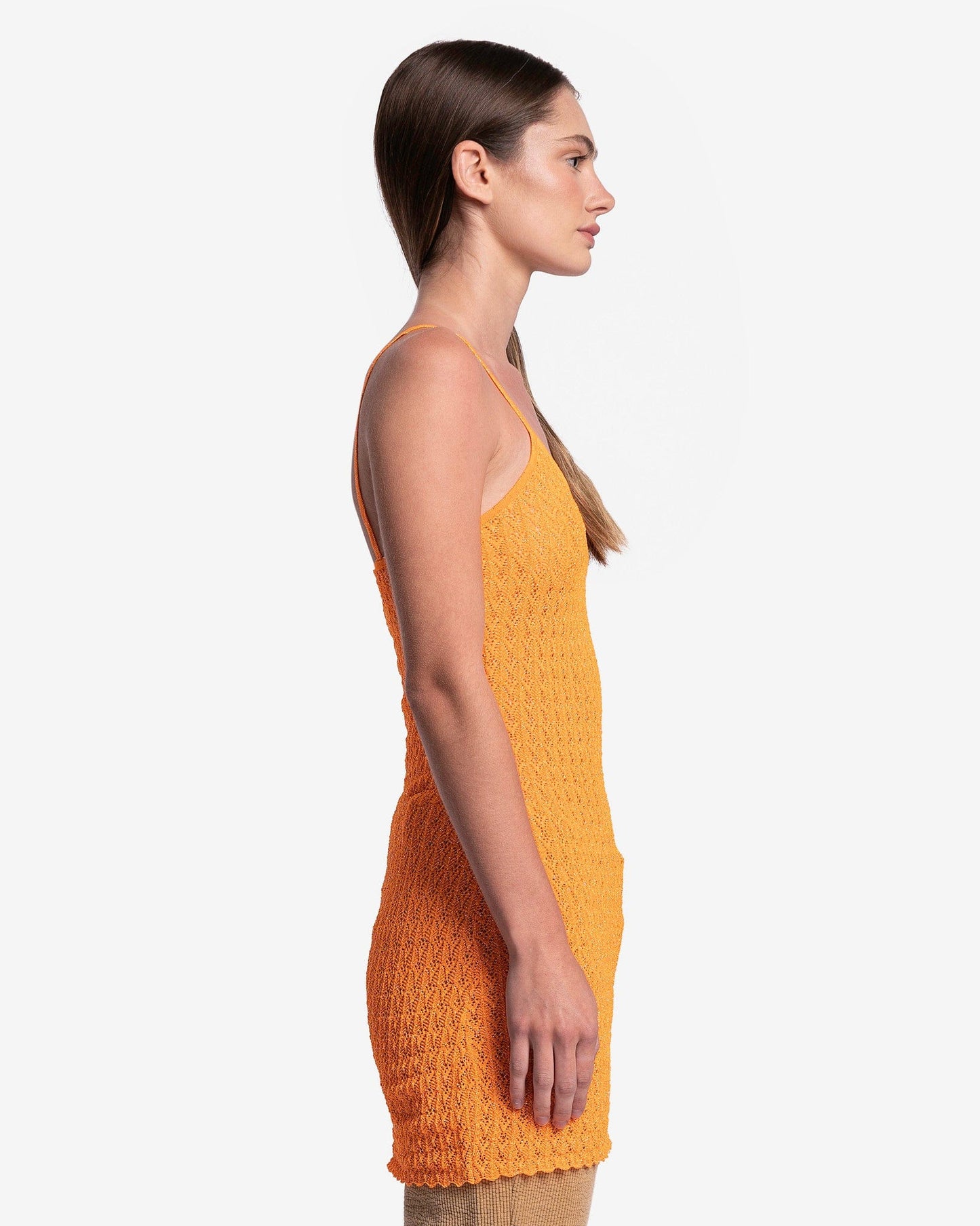 ERL Women Dresses Crochet Knit Slip Dress in Orange