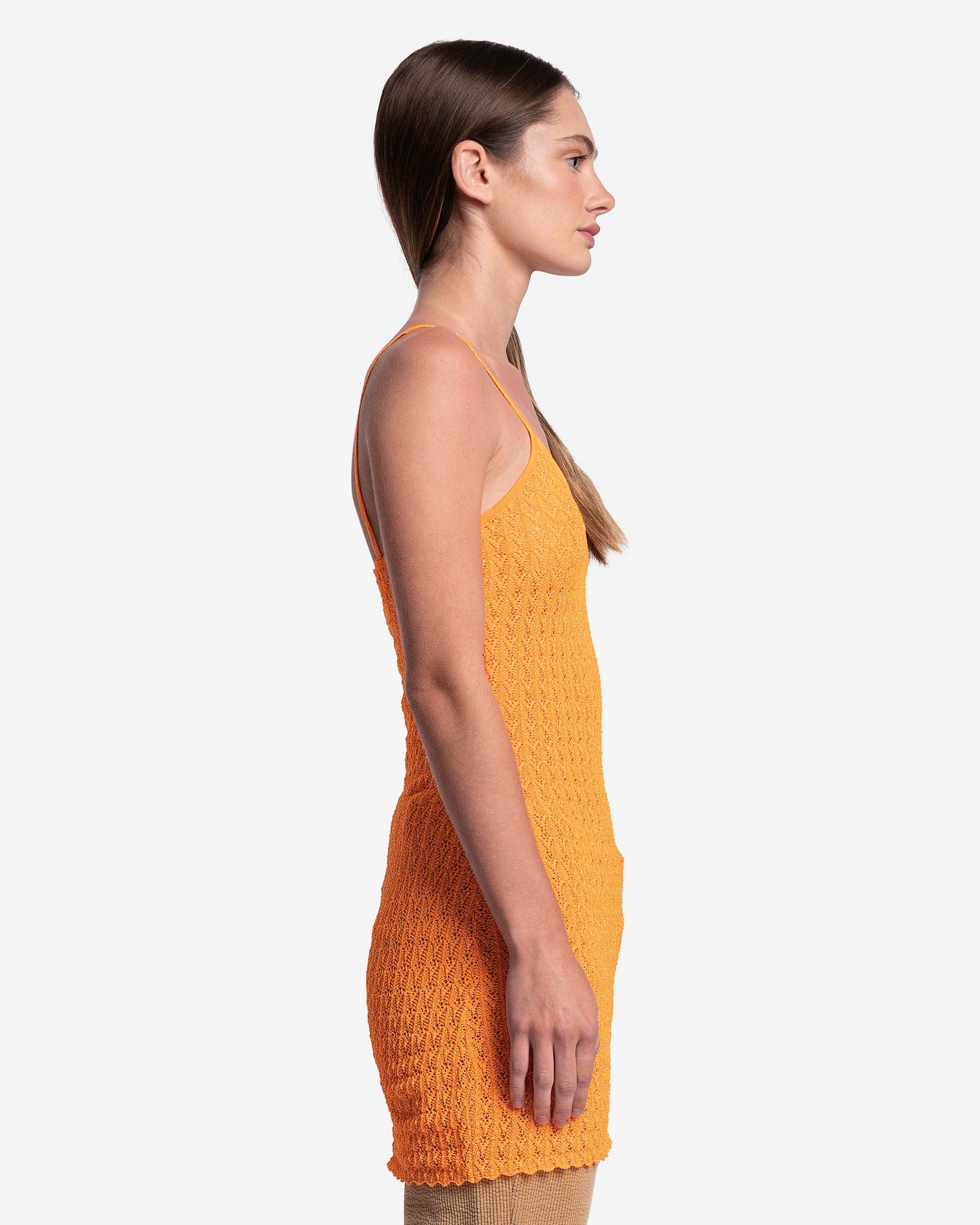 ERL Women Dresses Crochet Knit Slip Dress in Orange