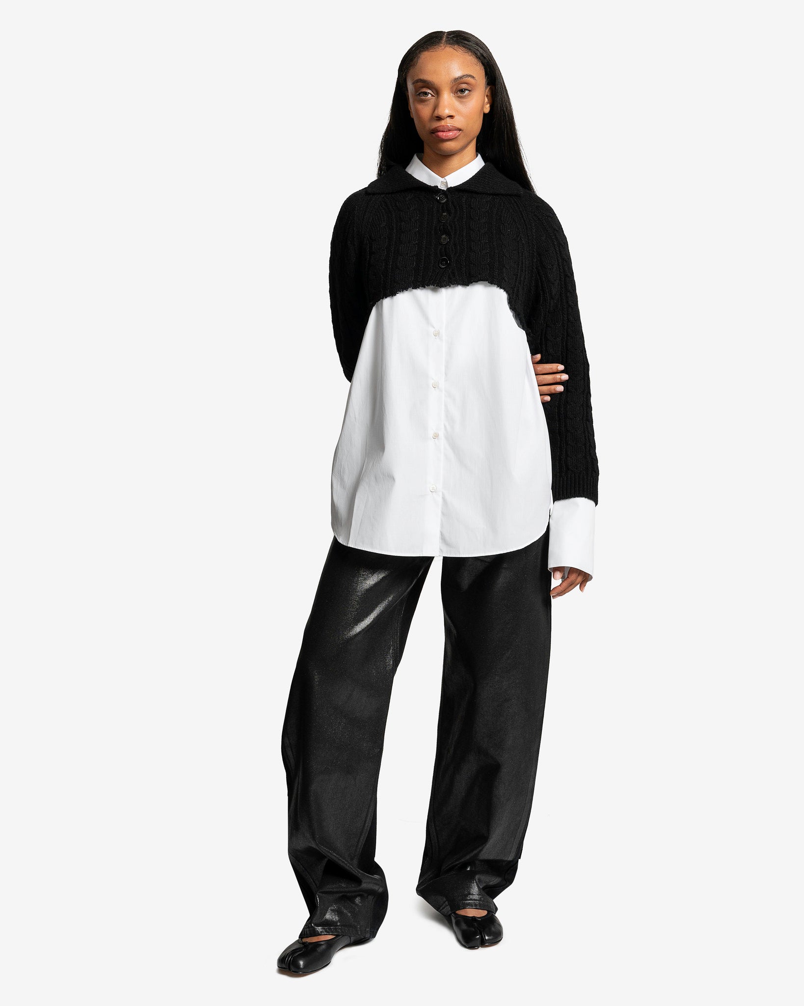 Cropped Cable Knit Cardigan in Black – SVRN