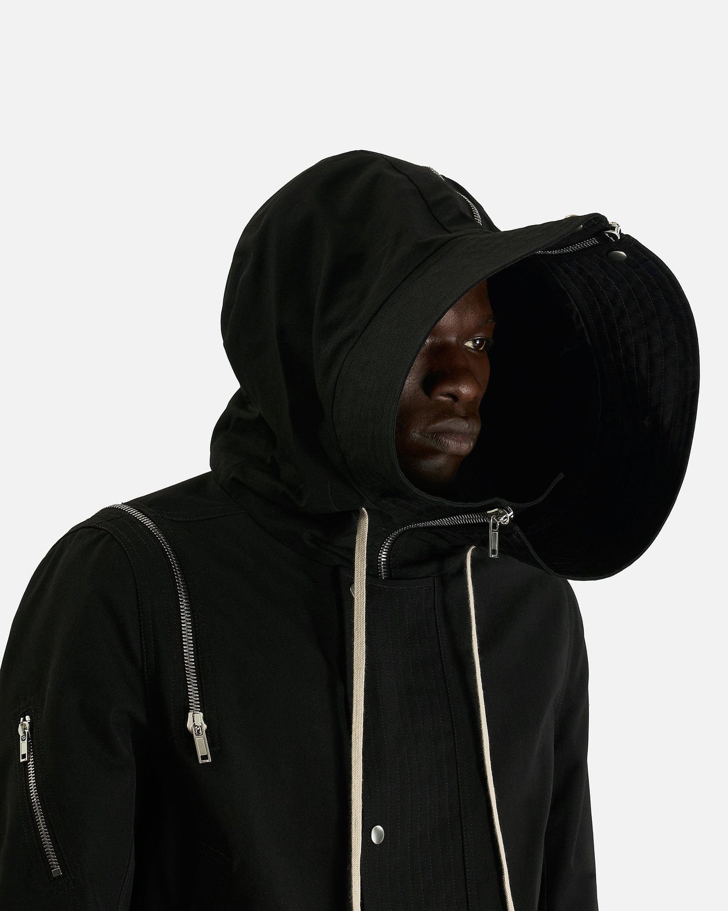 Rick Owens Men's Jackets Cropped Headon Parka in Black