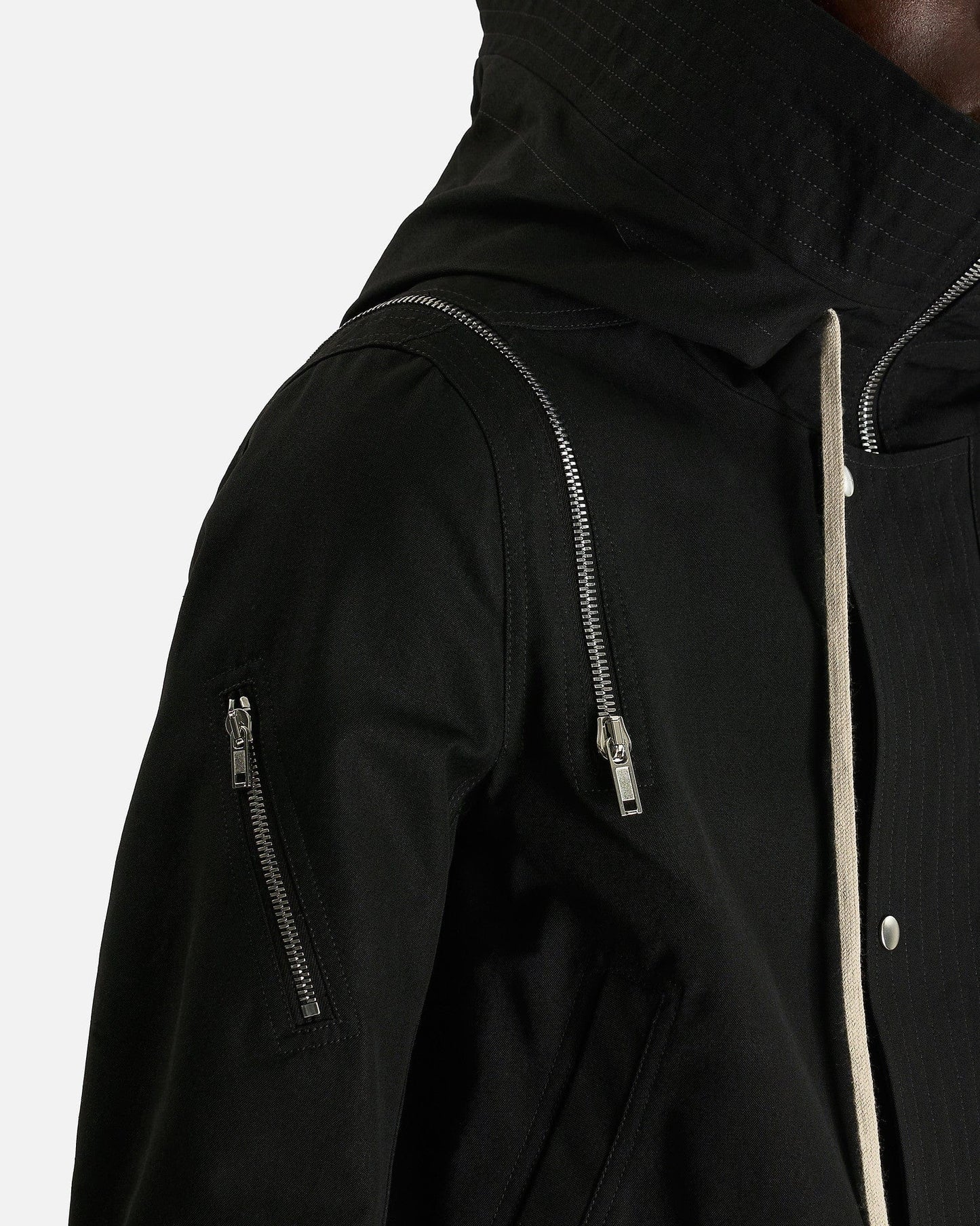 Rick Owens Men's Jackets Cropped Headon Parka in Black