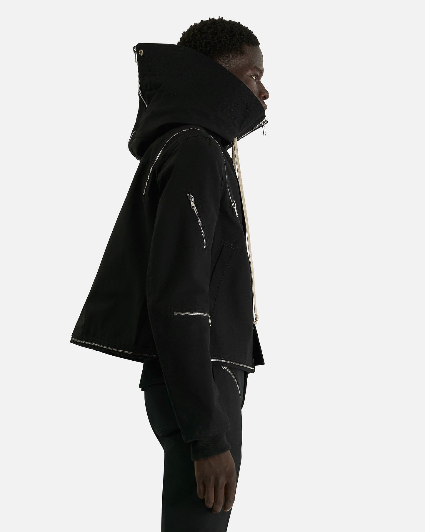 Rick Owens Men's Jackets Cropped Headon Parka in Black