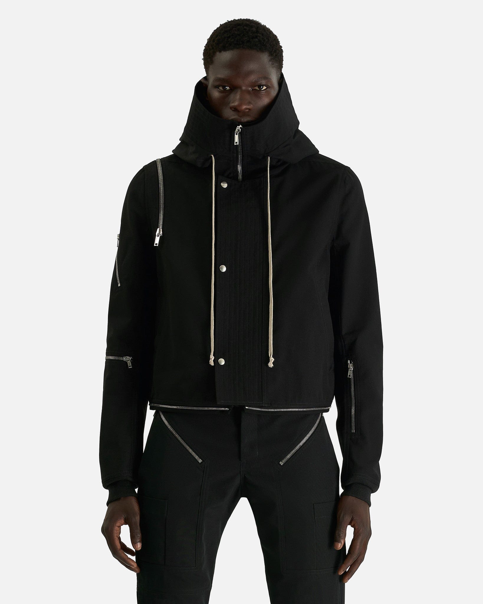 Rick Owens Men's Jackets Cropped Headon Parka in Black