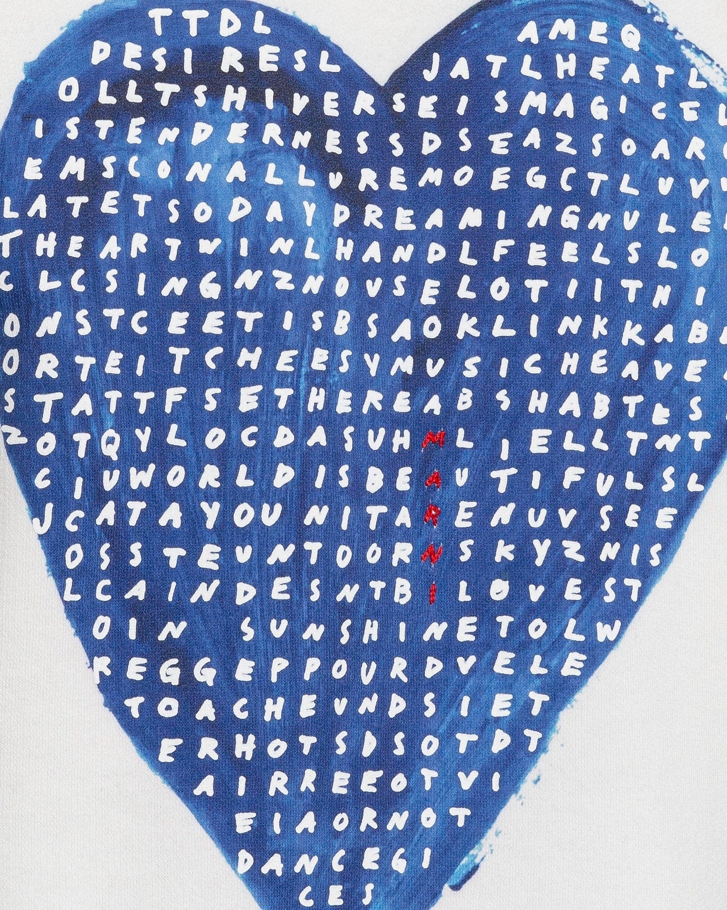 Marni Men's Sweatshirts Crossword Heart Brushed Cotton Hoodie in Stone White