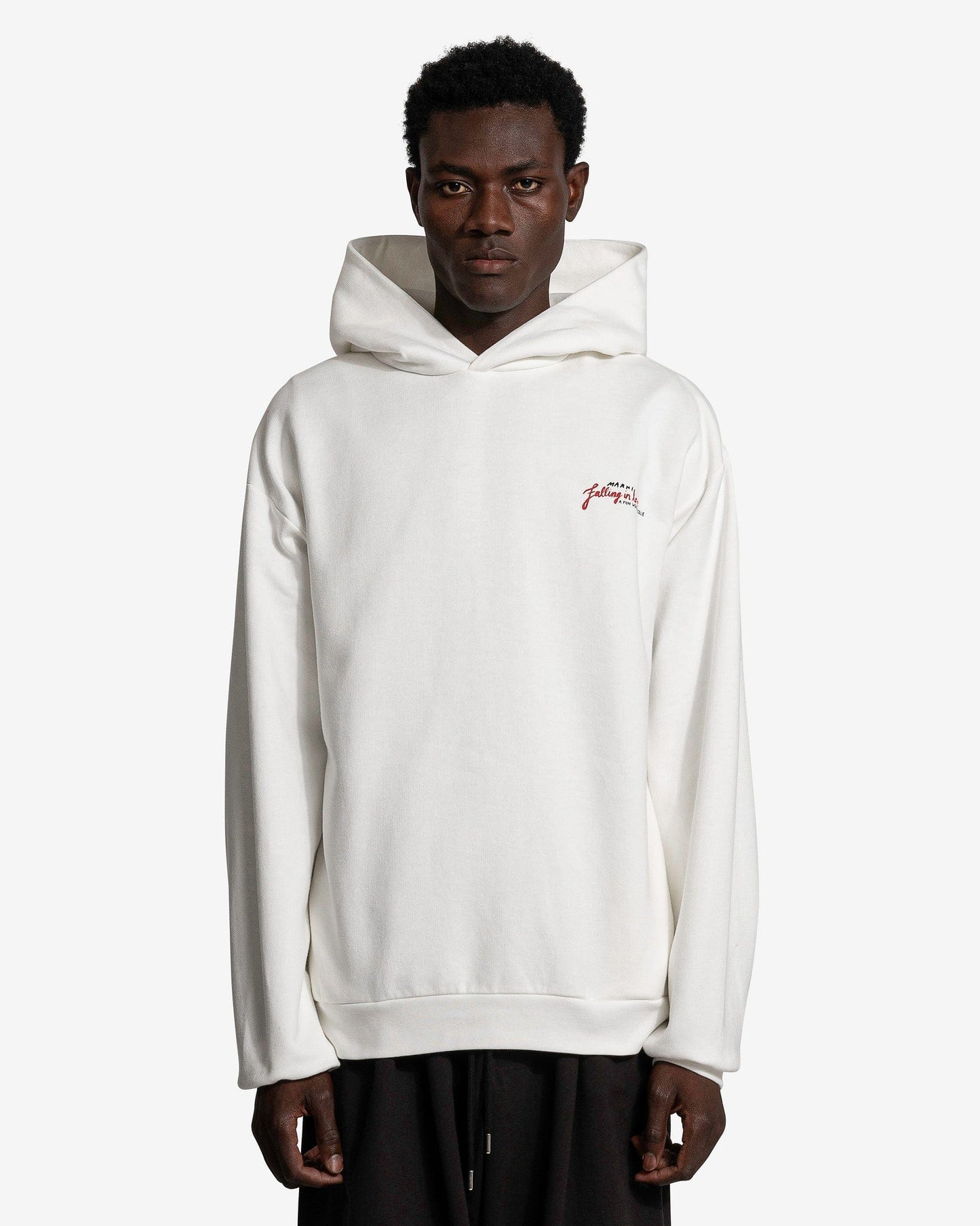 Marni Men's Sweatshirts Crossword Heart Brushed Cotton Hoodie in Stone White