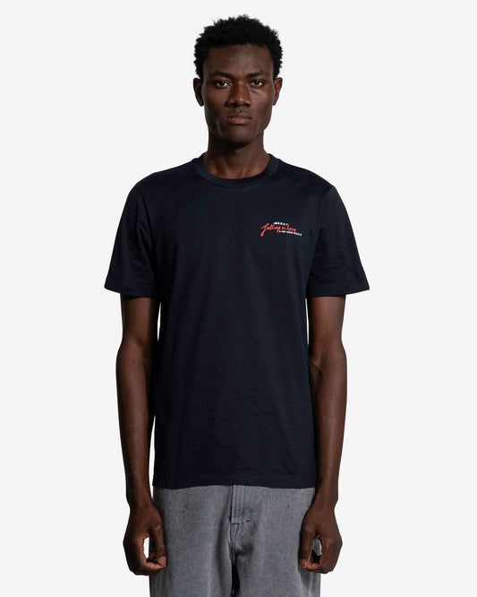 Marni Men's T-Shirt Crossword Heart T-Shirt in Blue/Black