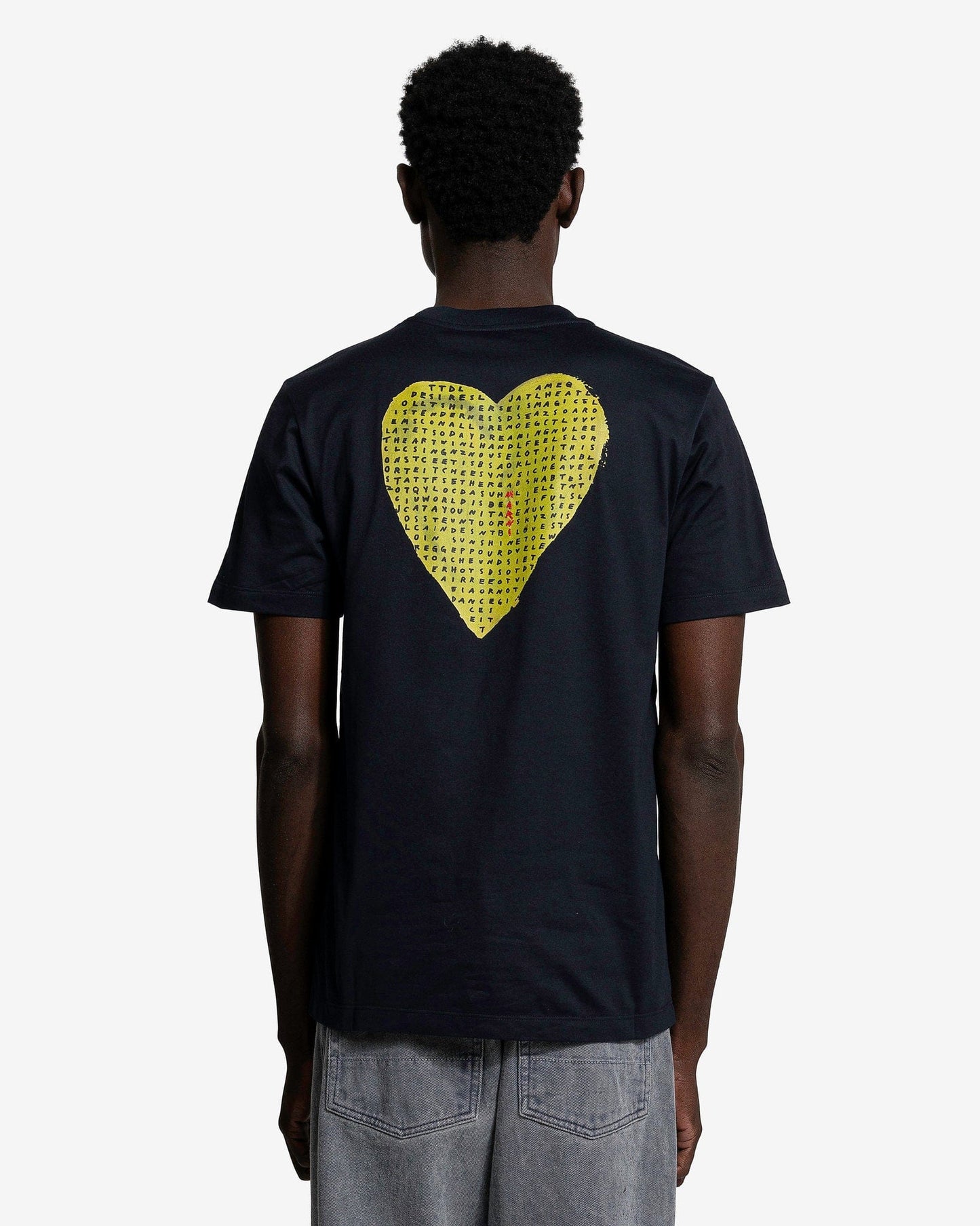 Marni Men's T-Shirt Crossword Heart T-Shirt in Blue/Black