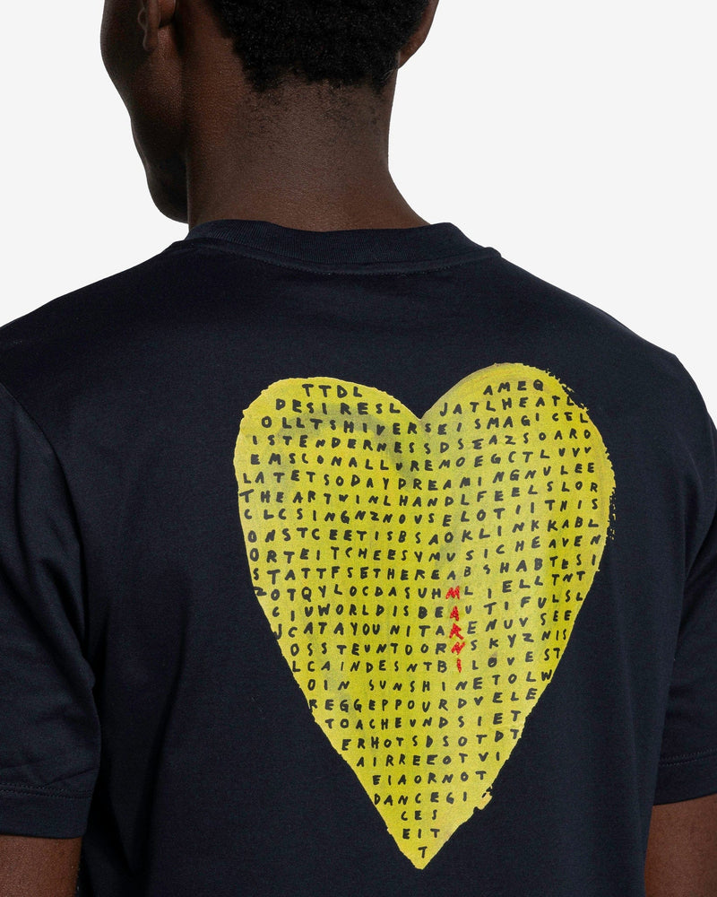 Marni Men's T-Shirt Crossword Heart T-Shirt in Blue/Black