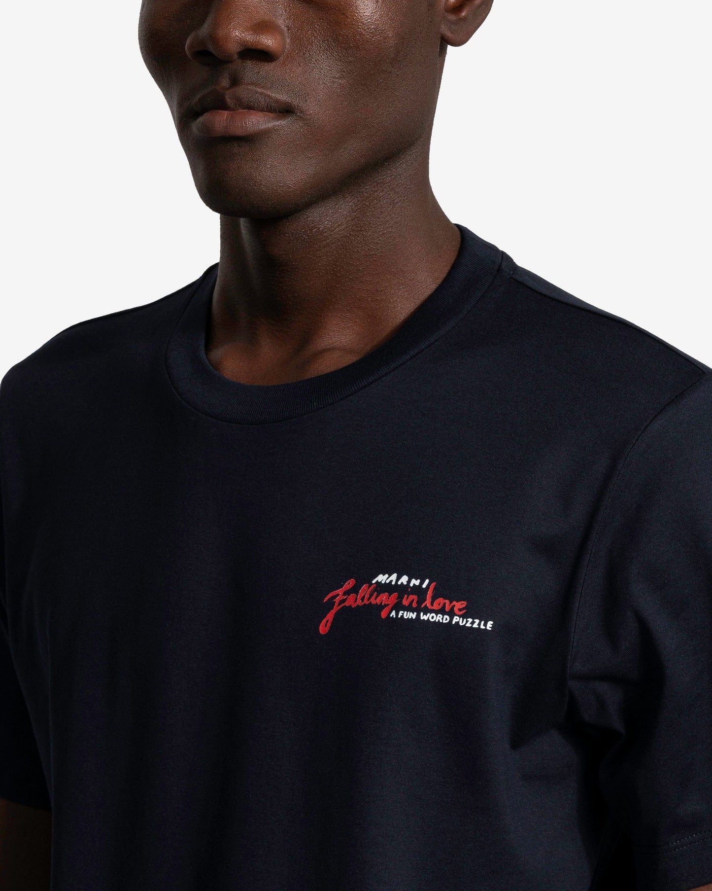 Marni Men's T-Shirt Crossword Heart T-Shirt in Blue/Black