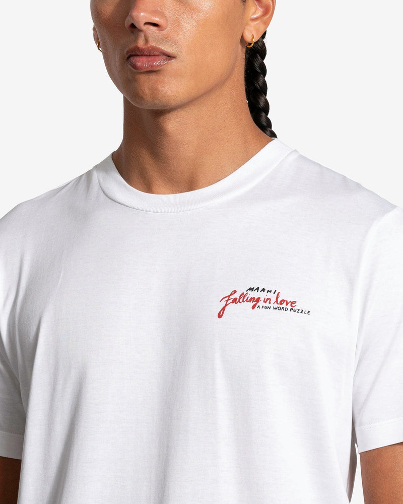 Marni Men's T-Shirt Crossword Heart T-Shirt in Lily White