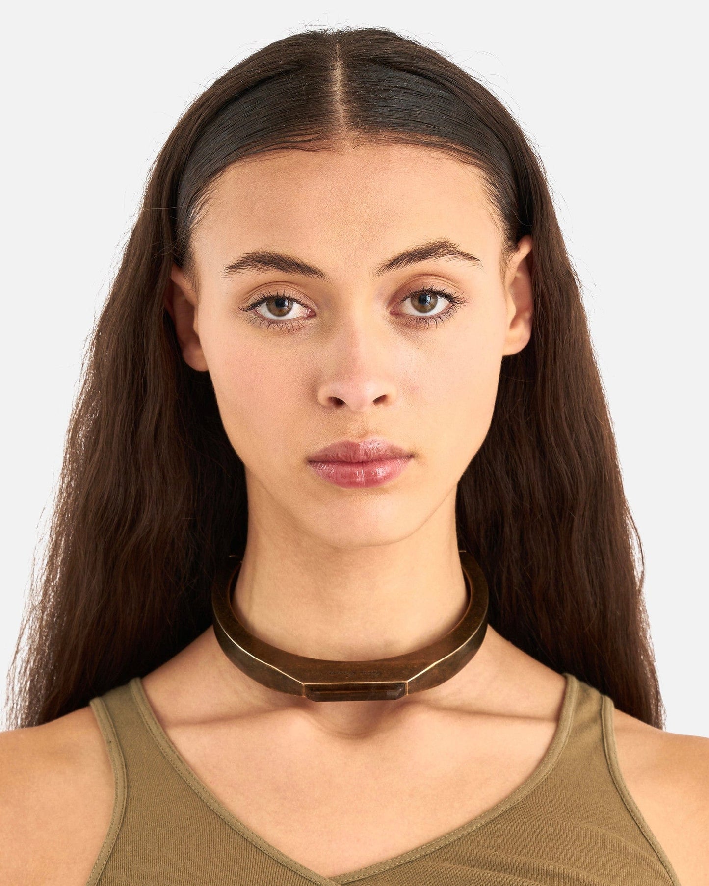 Rick Owens Jewelry O/S Crystal Beveled Choker in Dark Bronze