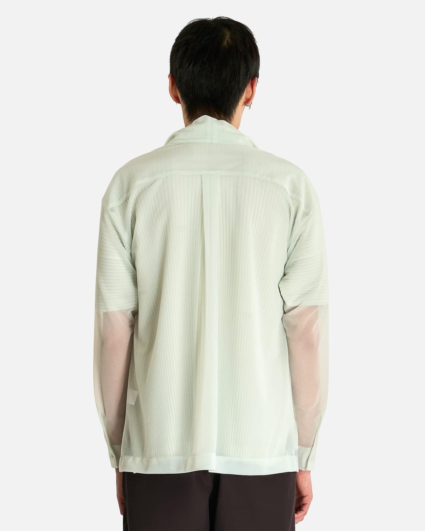 Homme Plissé Issey Miyake Men's Shirts Crystalline Jersey in Light Green