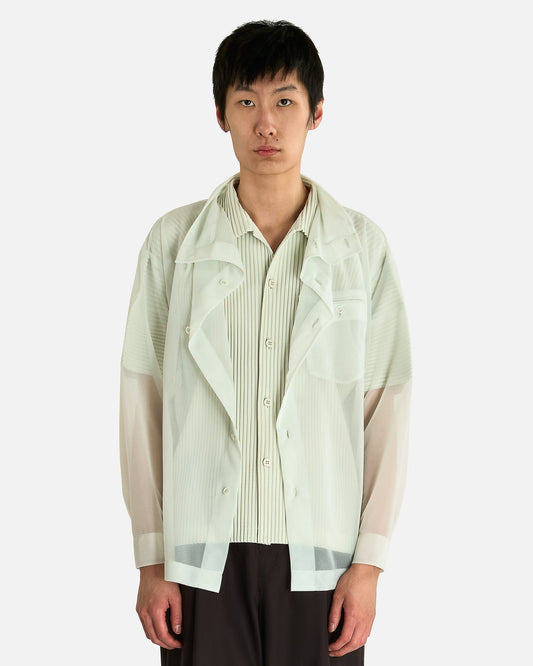 Homme Plissé Issey Miyake Men's Shirts Crystalline Jersey in Light Green