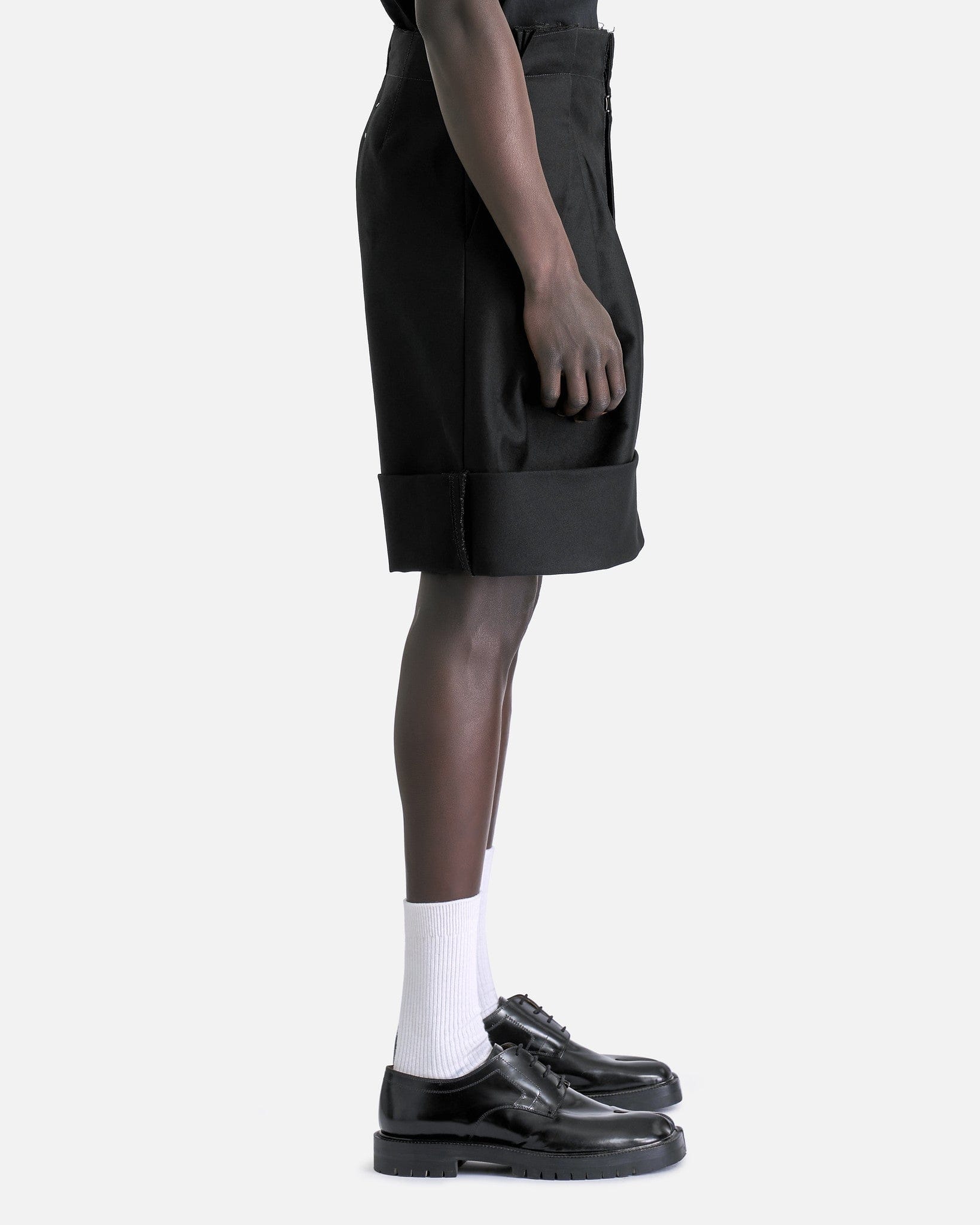 Cuffed Satin Shorts in Black – SVRN Cuffed Satin Shorts in Black – SVRN