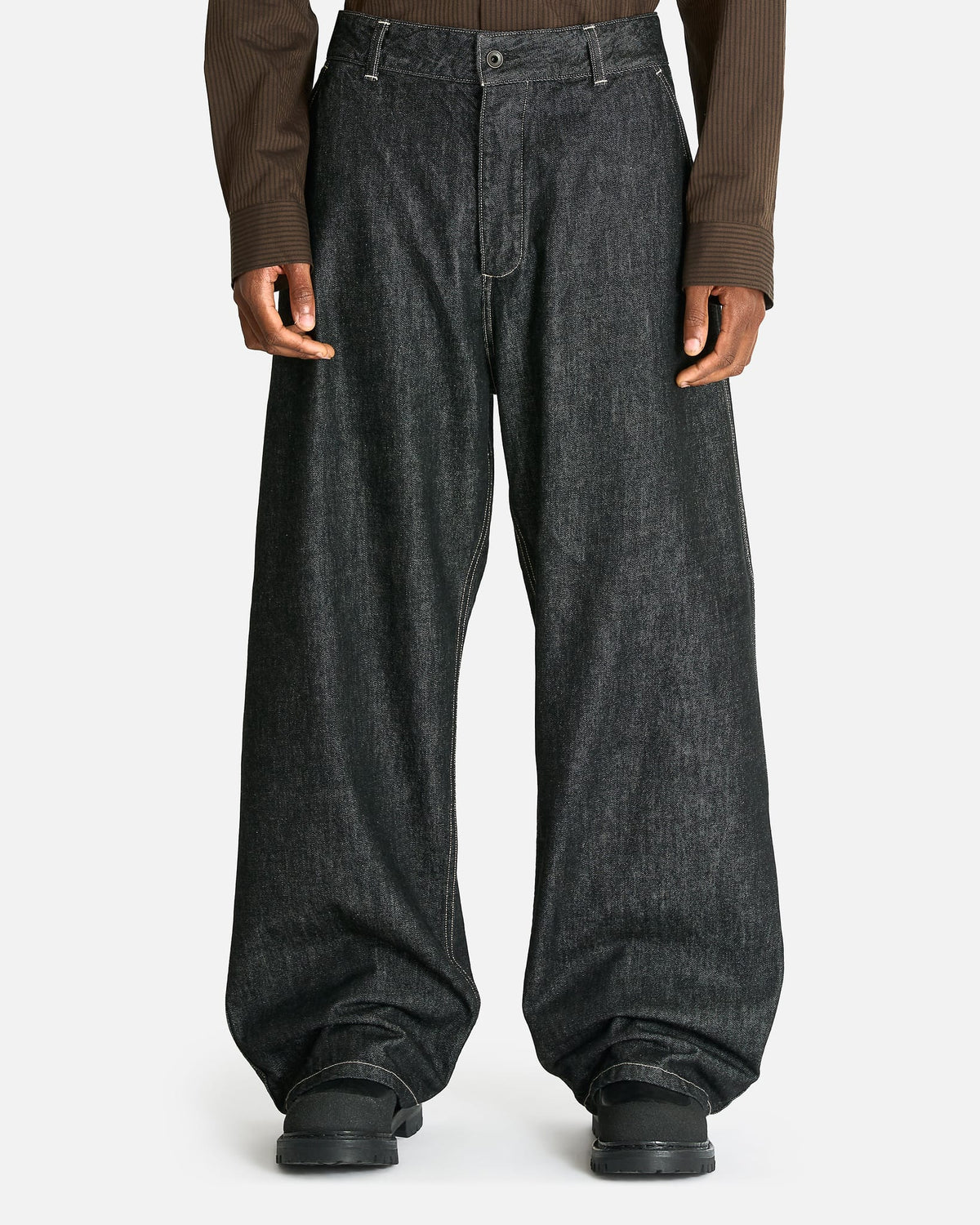 Studio Nicholson Men's Jeans Curve Leg Jean in Black/White