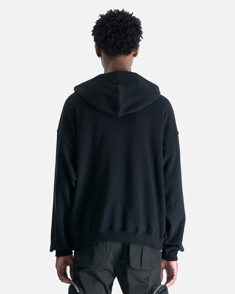 FFFPOSTALSERVICE Men's Jackets Curved Zip-Up Round Hem Hoodie in Black