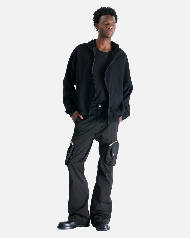 FFFPOSTALSERVICE Men's Jackets Curved Zip-Up Round Hem Hoodie in Black