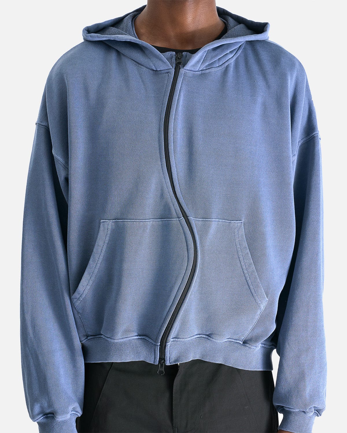 FFFPOSTALSERVICE Men's Jackets Curved Zip-Up Round Hem Hoodie in Ghost Lilac