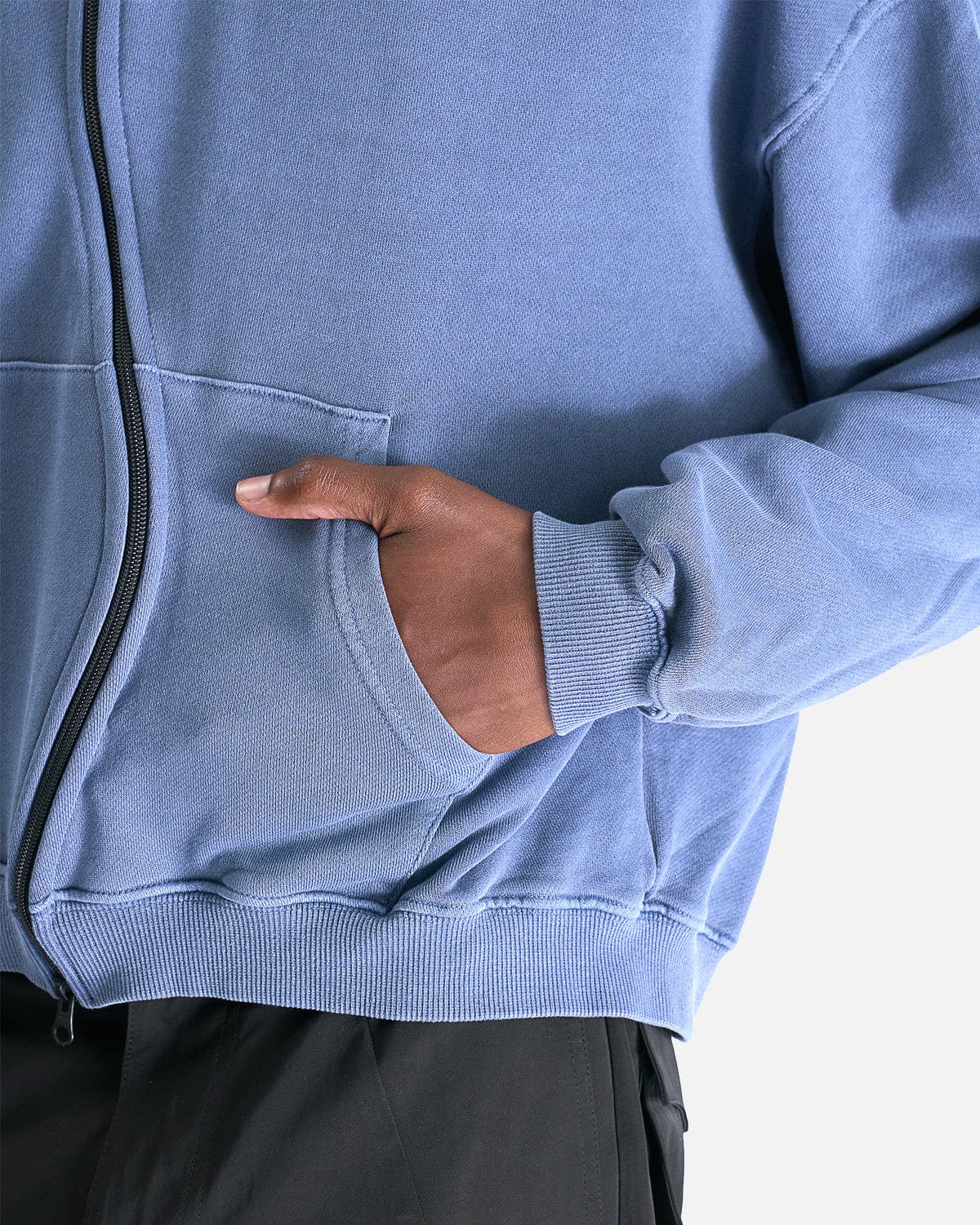 FFFPOSTALSERVICE Men's Jackets Curved Zip-Up Round Hem Hoodie in Ghost Lilac