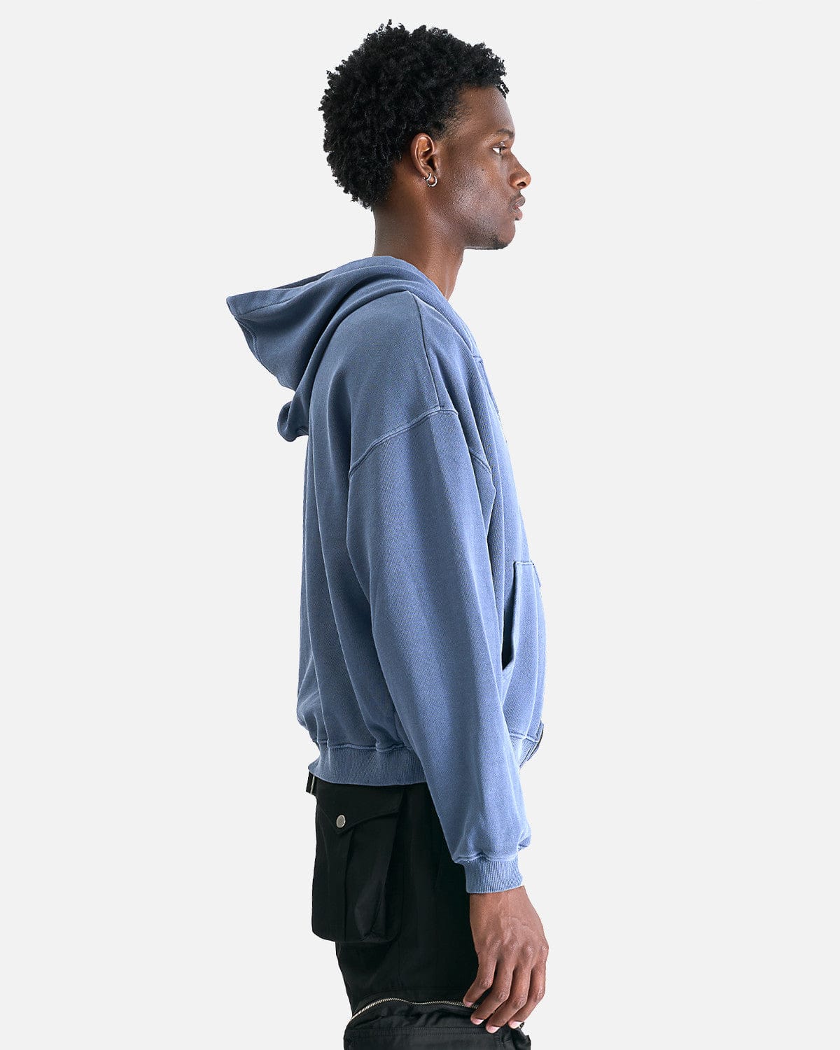 FFFPOSTALSERVICE Men's Jackets Curved Zip-Up Round Hem Hoodie in Ghost Lilac