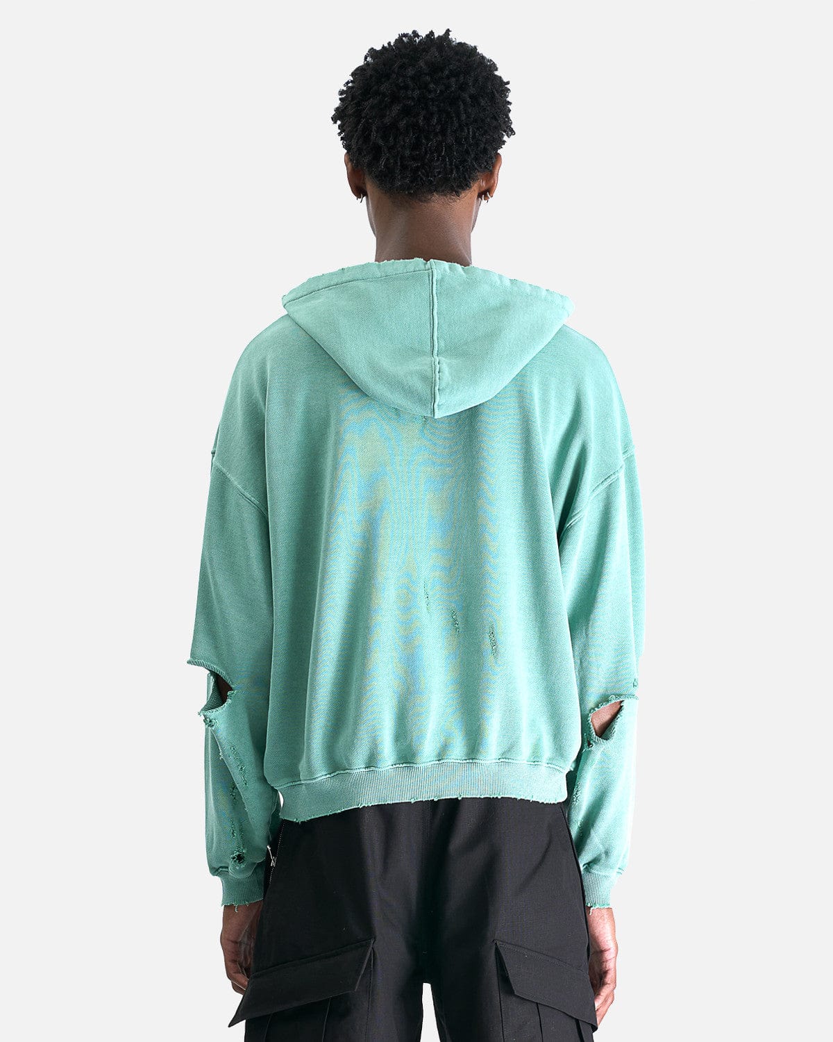 FFFPOSTALSERVICE Men's Jackets Curved Zip-Up Round Hem Hoodie in Tokyo Green