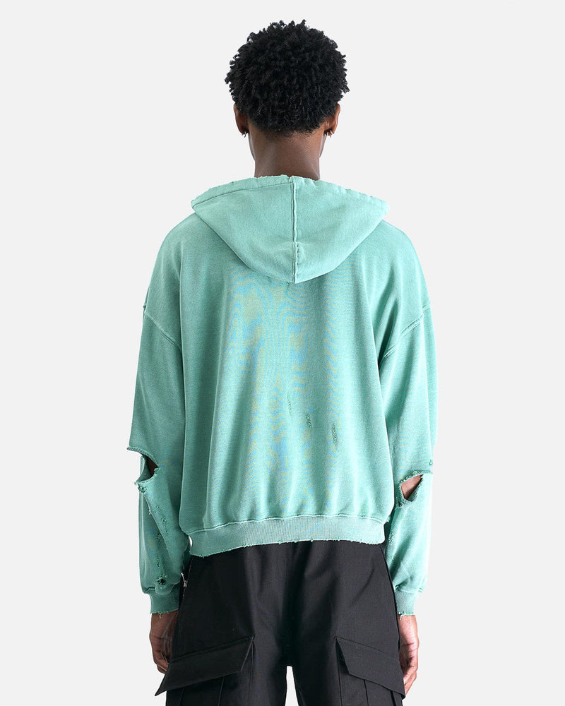 FFFPOSTALSERVICE Men's Jackets Curved Zip-Up Round Hem Hoodie in Tokyo Green