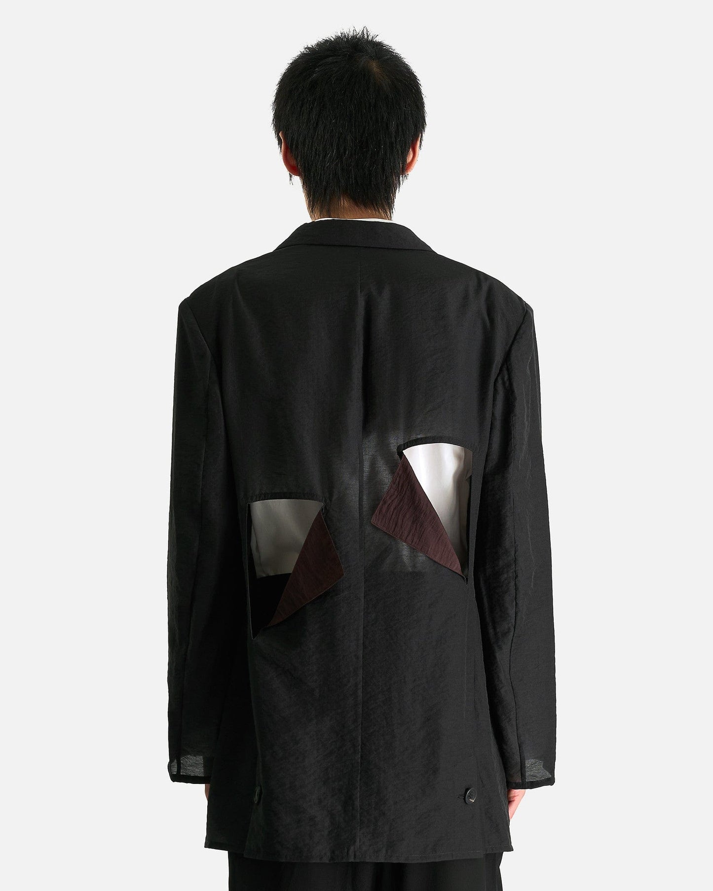 Yohji Yamamoto Pour Homme Men's Shirts Cut-Off Detail Jacket in Black