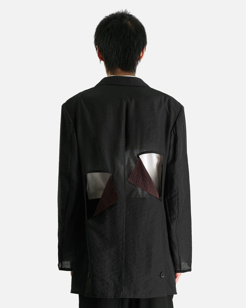 Yohji Yamamoto Pour Homme Men's Shirts Cut-Off Detail Jacket in Black
