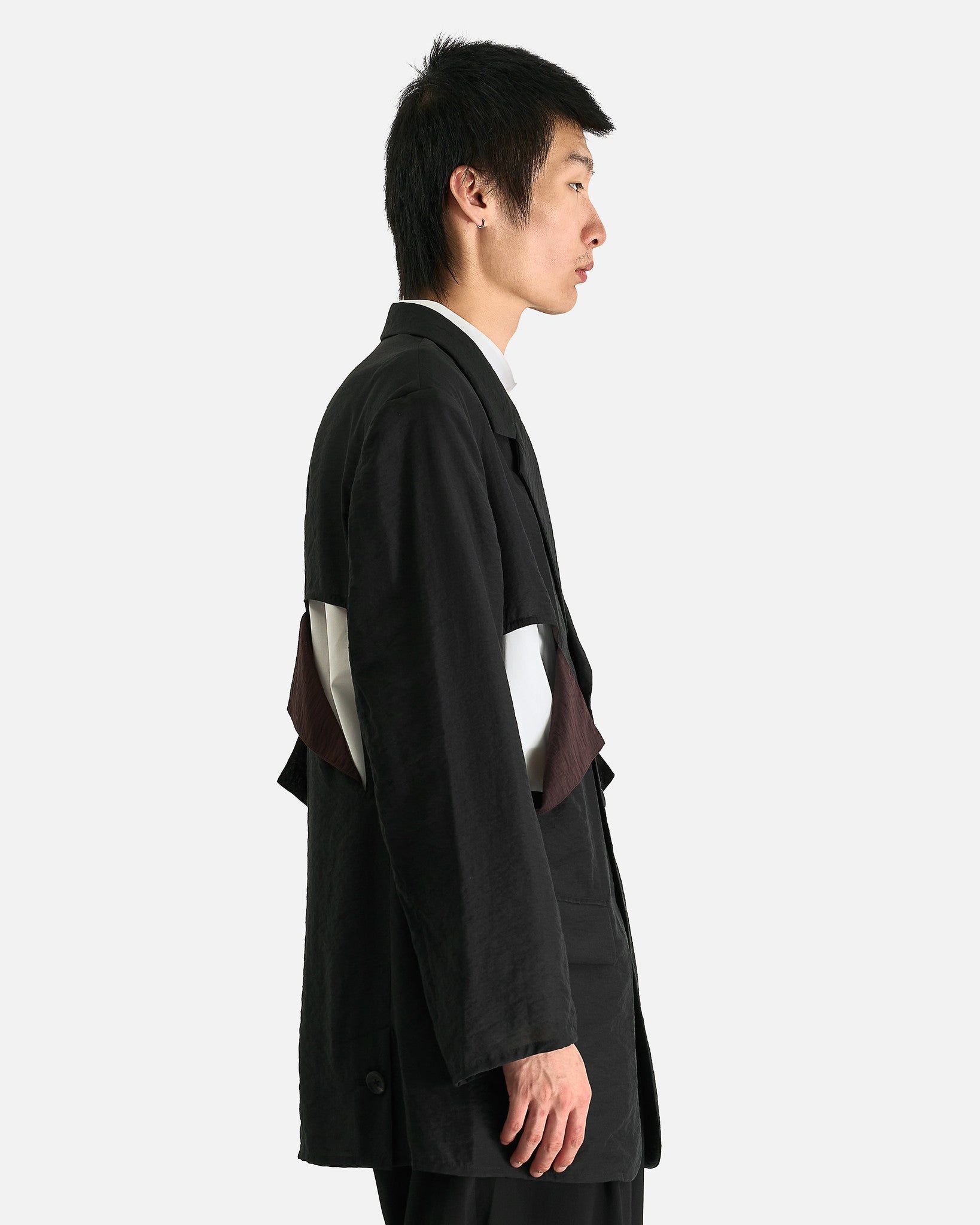 Yohji Yamamoto Pour Homme Men's Shirts Cut-Off Detail Jacket in Black