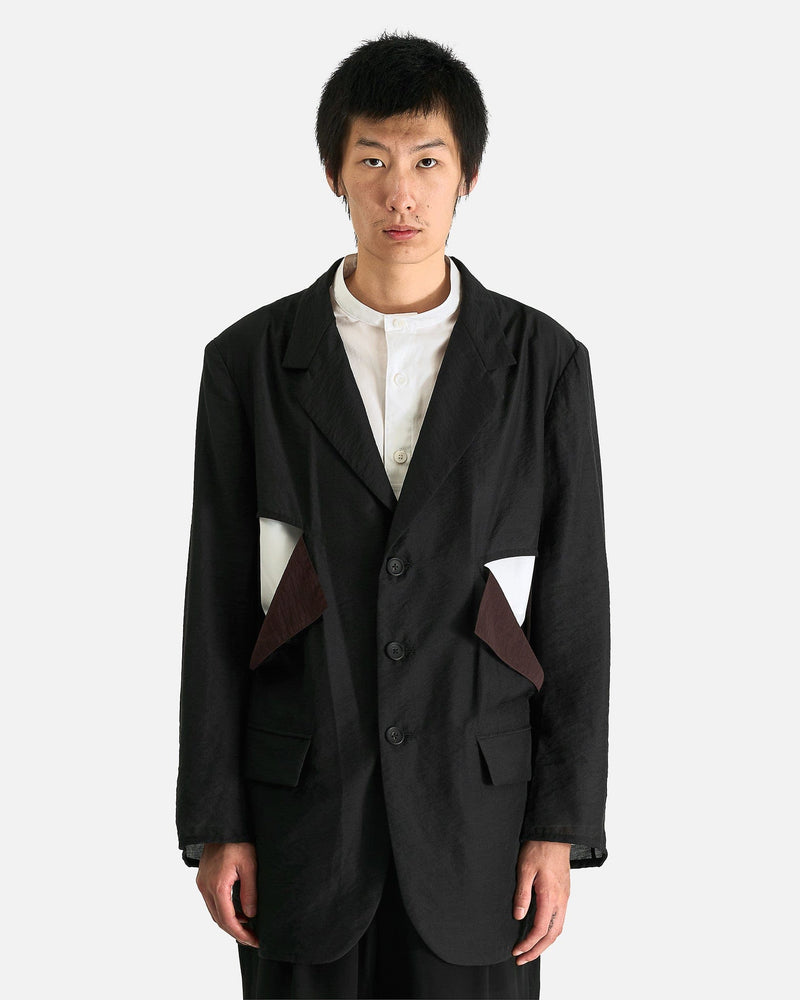 Yohji Yamamoto Pour Homme Men's Shirts Cut-Off Detail Jacket in Black