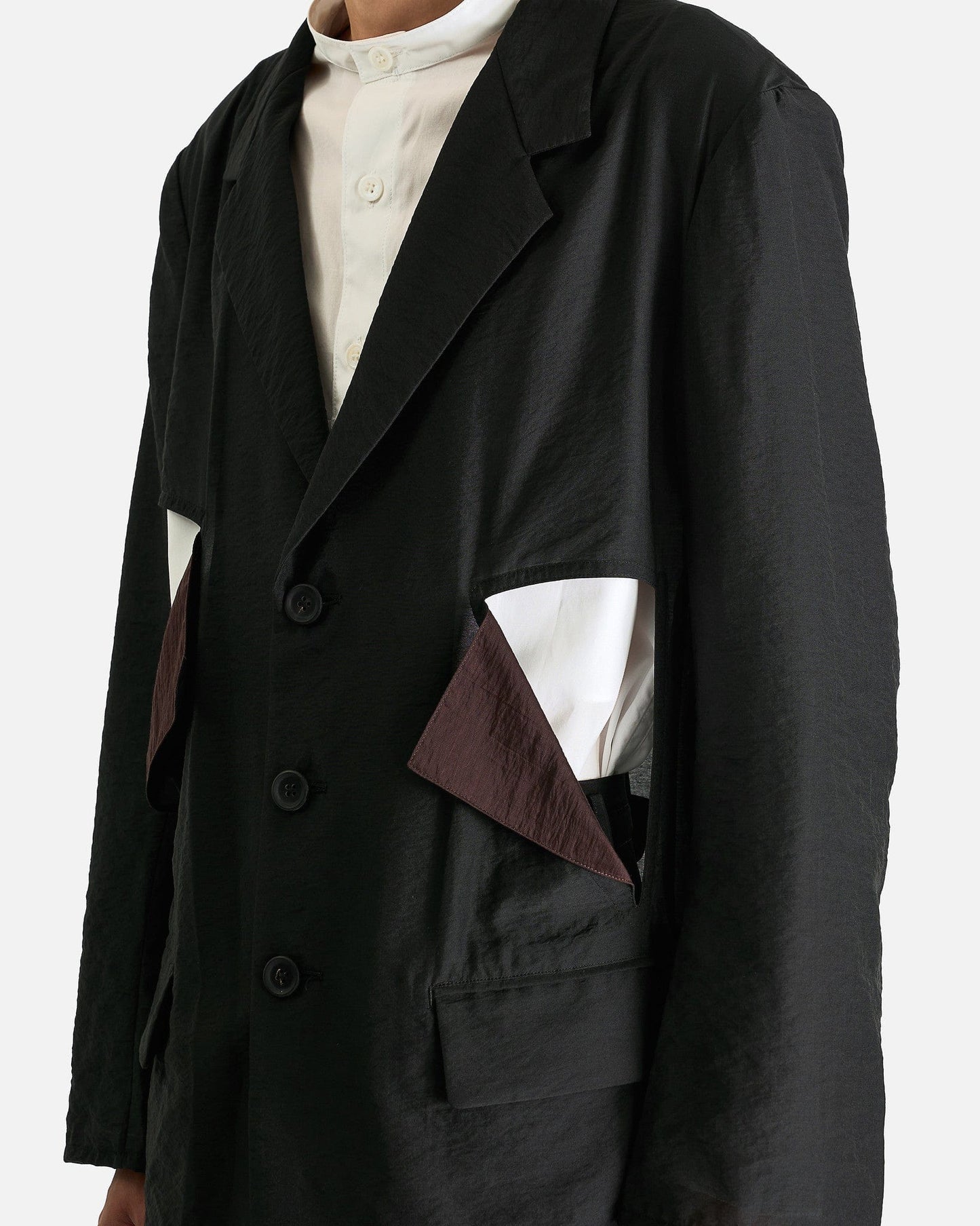 Yohji Yamamoto Pour Homme Men's Shirts Cut-Off Detail Jacket in Black