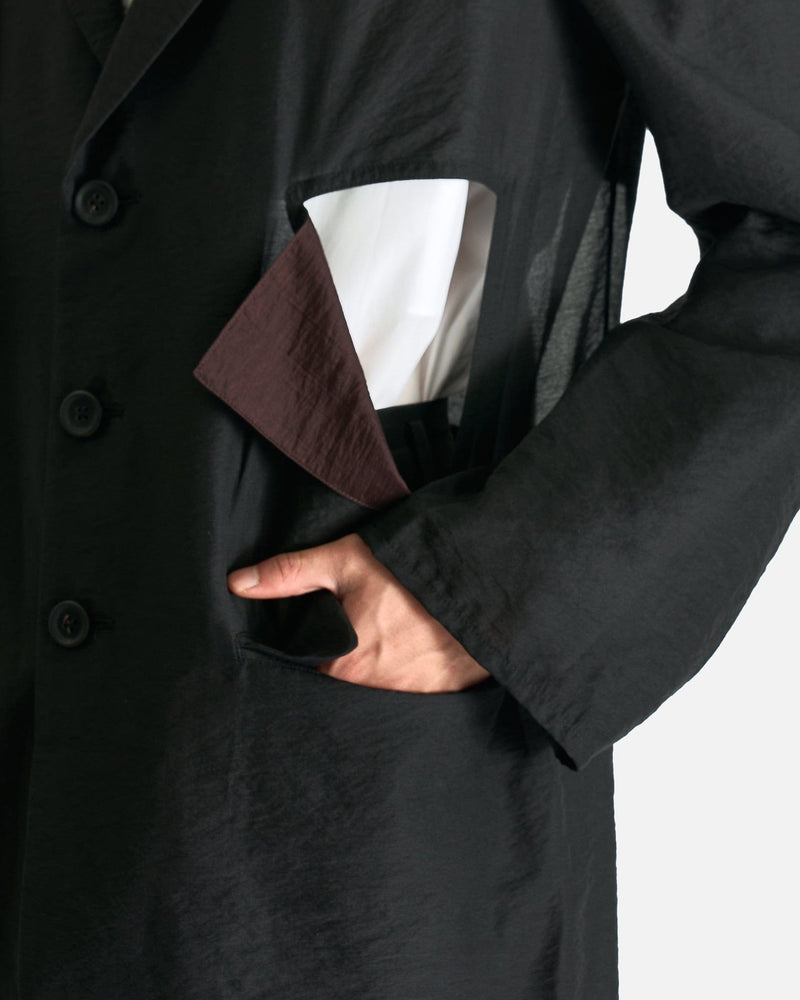 Yohji Yamamoto Pour Homme Men's Shirts Cut-Off Detail Jacket in Black