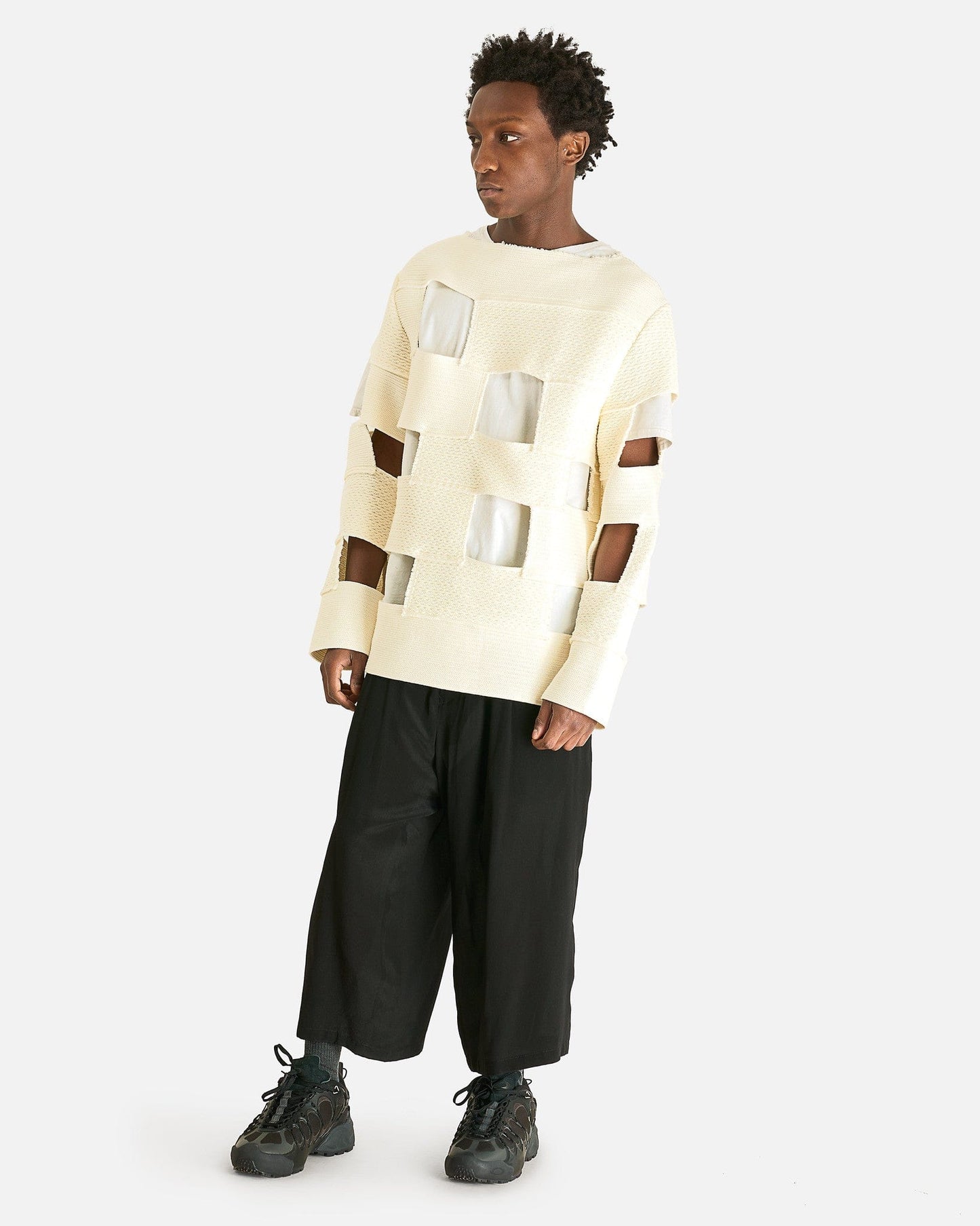 Comme des Garcons HOMME PLUS Men's Shirts Cut-Out Long Sleeve in White