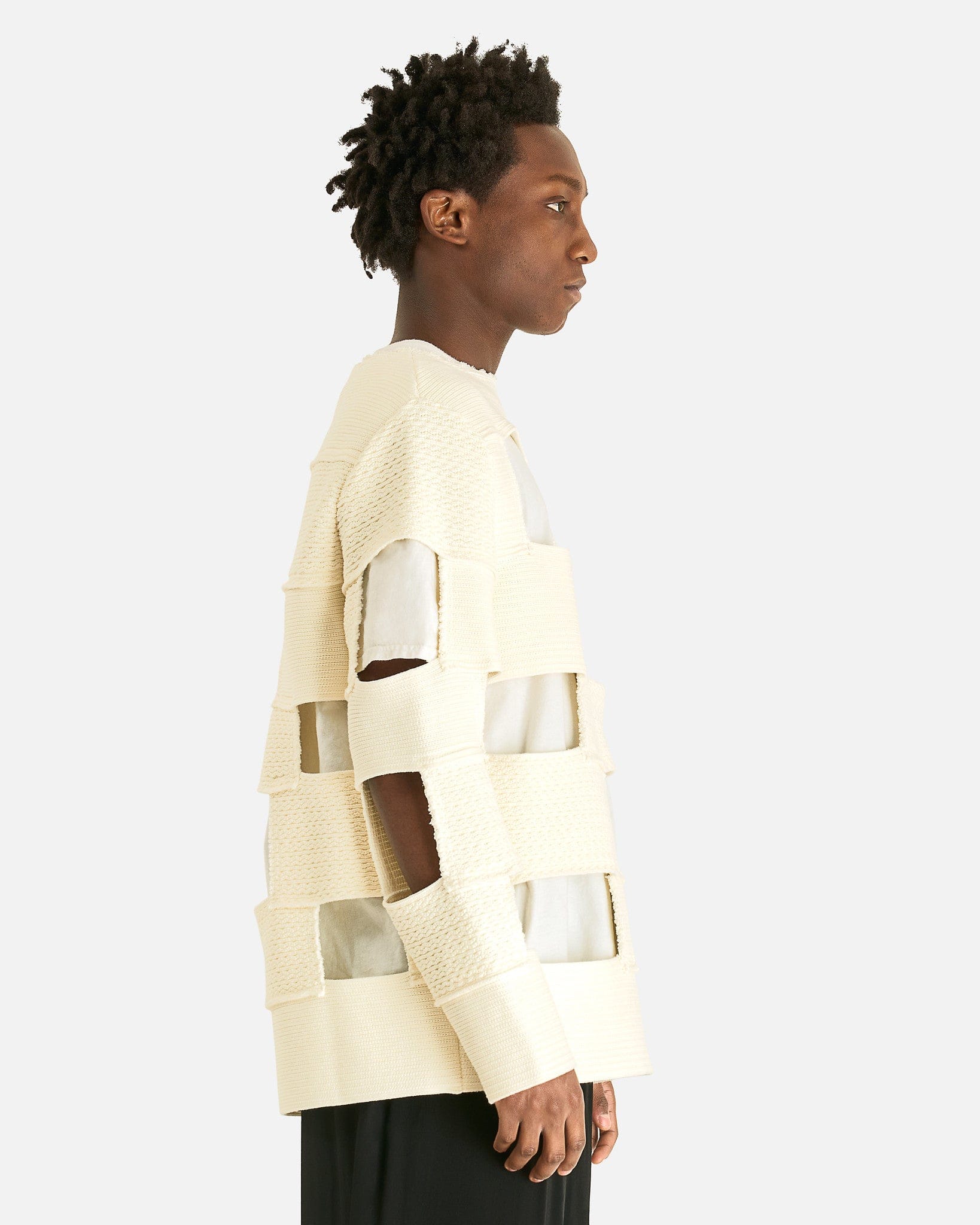 Comme des Garcons HOMME PLUS Men's Shirts Cut-Out Long Sleeve in White